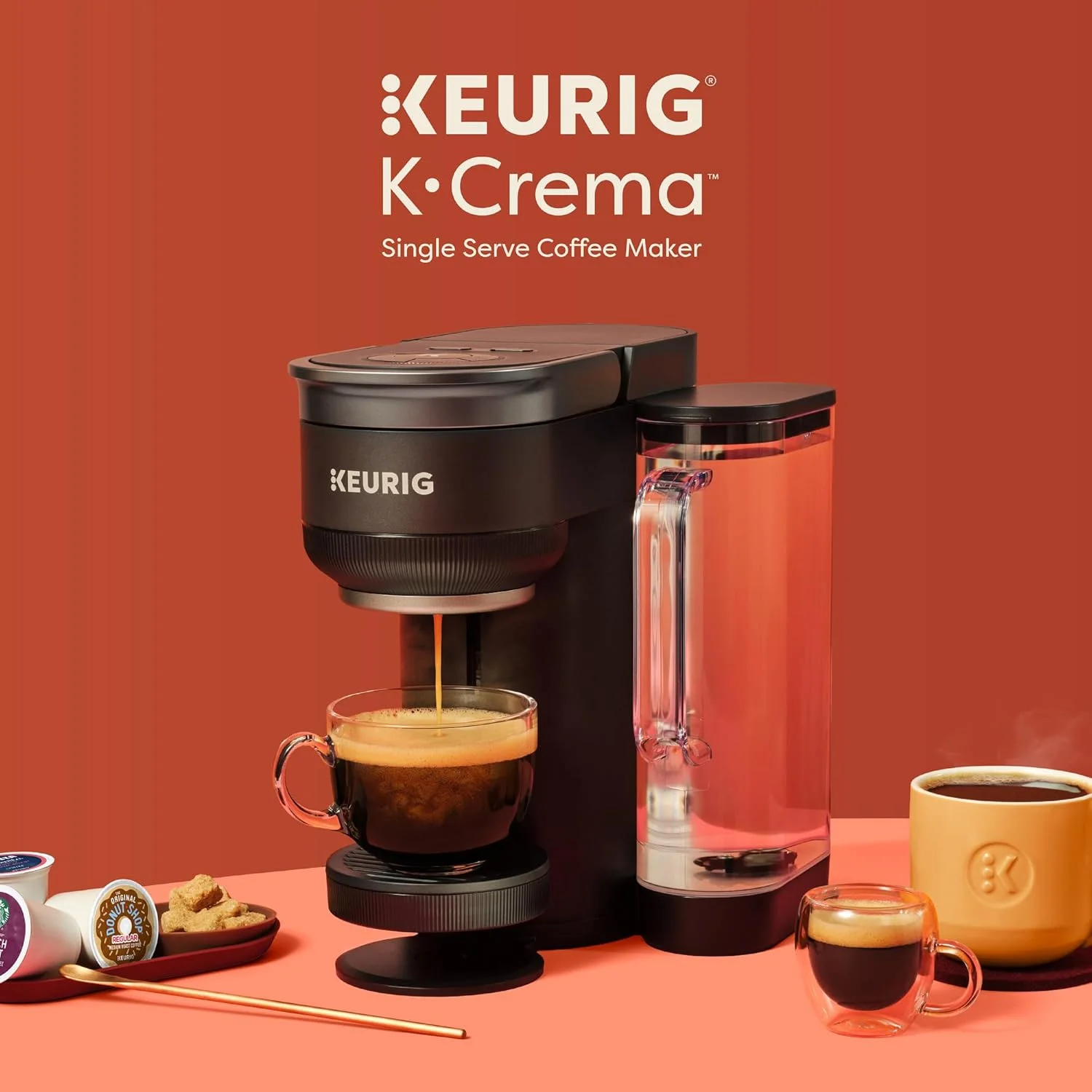 قهوه ساز تک نفره کپسولی Keurig K-Crema، فناوری PressureInfusion و MultiStream، تهیه قهوه با خامه، شات های اسپرسو، قهوه کلاسیک، چای، کاکائو، مخزن قابل جابجایی 72 اونسی قهوه ساز تک نفره کپسولی Keurig K-Crema، فناوری PressureInfusion و MultiStream، تهیه قهوه با خامه، شات های اسپرسو، قهوه کلاسیک، چای، کاکائو، مخزن قابل جابجایی 72 اونسی
