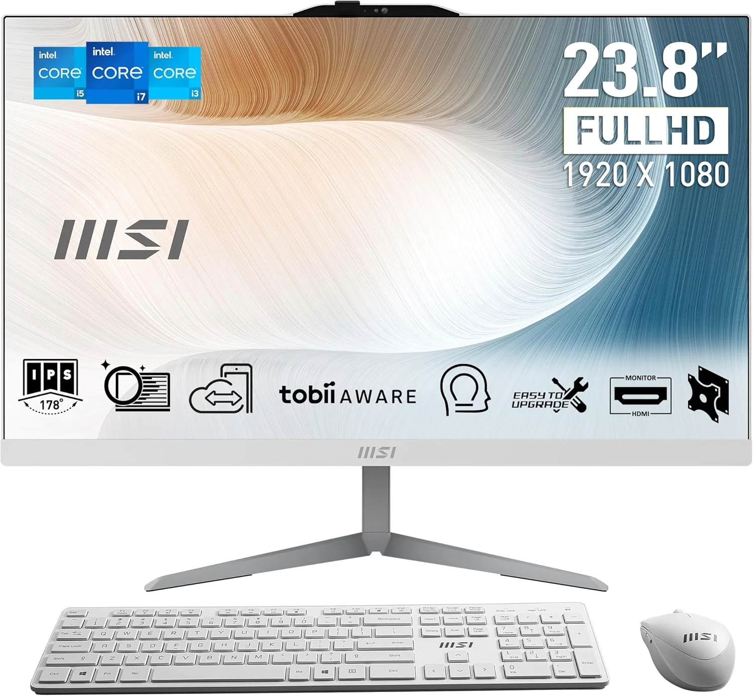 کامپیوتر همه کاره MSI Modern AM242 12M-644IT، صفحه نمایش 23.8 اینچی IPS، رزولوشن 1920x1080 (FHD)، پردازنده Intel Core i5-1235U، رم 8 گیگابایتی، SSD (512 گیگابایتی)، بدون لمس، ویندوز 11 هوم، سفید