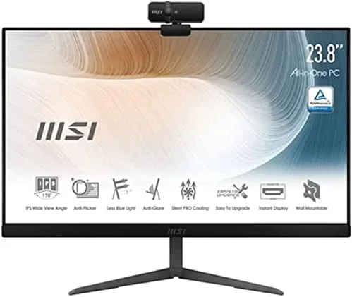 کامپیوتر همه کاره MSI مدل MODERN AM241 11M، مشکی، 23.8 اینچ FHD، پردازنده INTEL PENTIUM GOLD 7505 (چهار هسته ای)، 4 گیگابایت رم، 128 گیگابایت SSD، ویندوز 11 پروفشنال