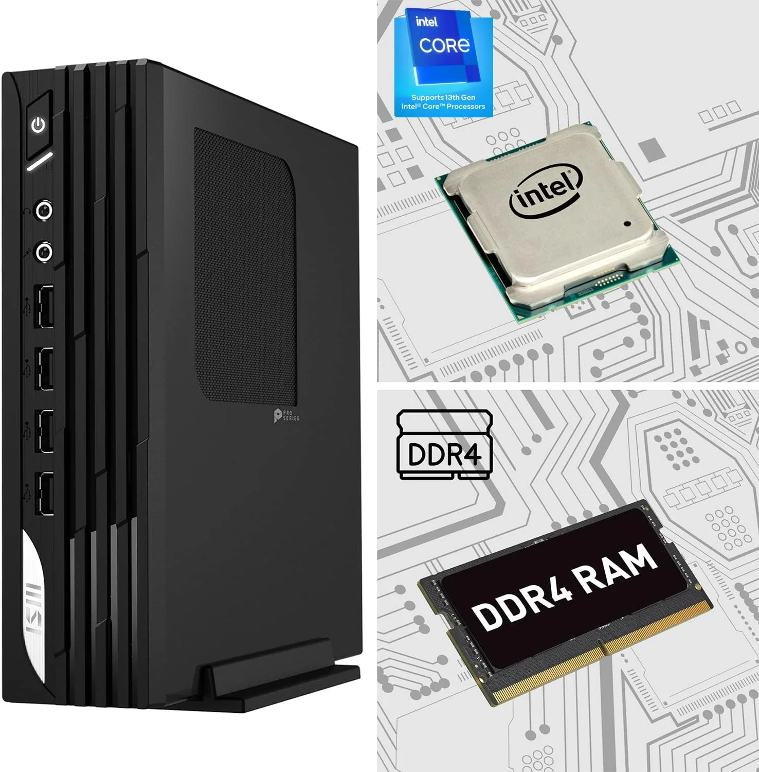 کامپیوتر رومیزی MSI PRO DP21، پردازنده Intel Core i7-13700، گرافیک UHD 770، حافظه 16 گیگابایتی، SSD 500 گیگابایتی، WiFi 6 AX211، ویندوز 11 PRO با 3 سال گارانتی در محل (13M-495US)، مشکی