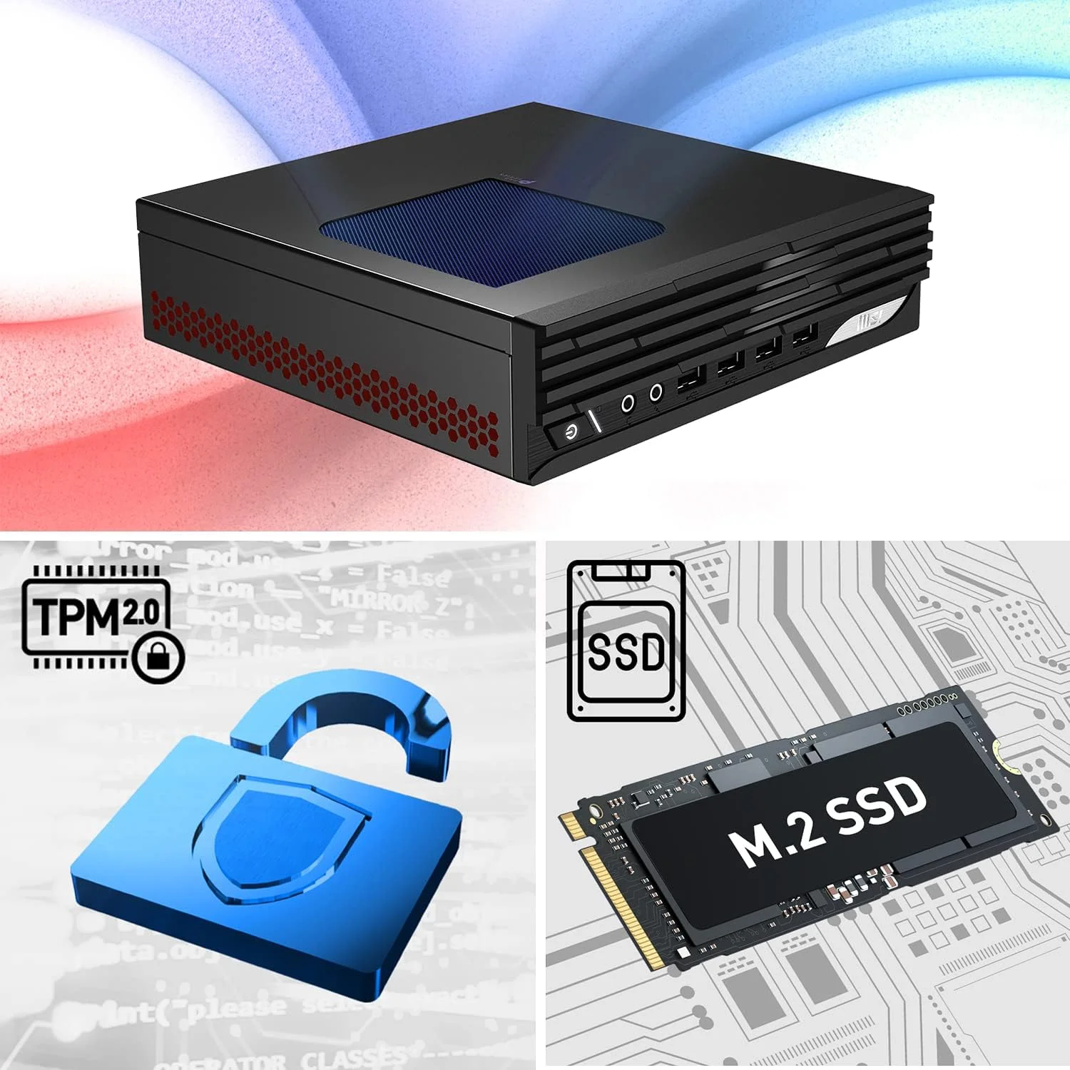 کامپیوتر رومیزی MSI PRO DP21، پردازنده Intel Core i7-13700، گرافیک UHD 770، حافظه 16 گیگابایتی، SSD 500 گیگابایتی، WiFi 6 AX211، ویندوز 11 PRO با 3 سال گارانتی در محل (13M-495US)، مشکی