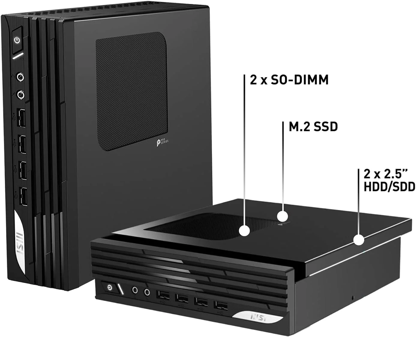 کامپیوتر رومیزی MSI PRO DP21، پردازنده Intel Core i7-13700، گرافیک UHD 770، حافظه 16 گیگابایتی، SSD 500 گیگابایتی، WiFi 6 AX211، ویندوز 11 PRO با 3 سال گارانتی در محل (13M-495US)، مشکی