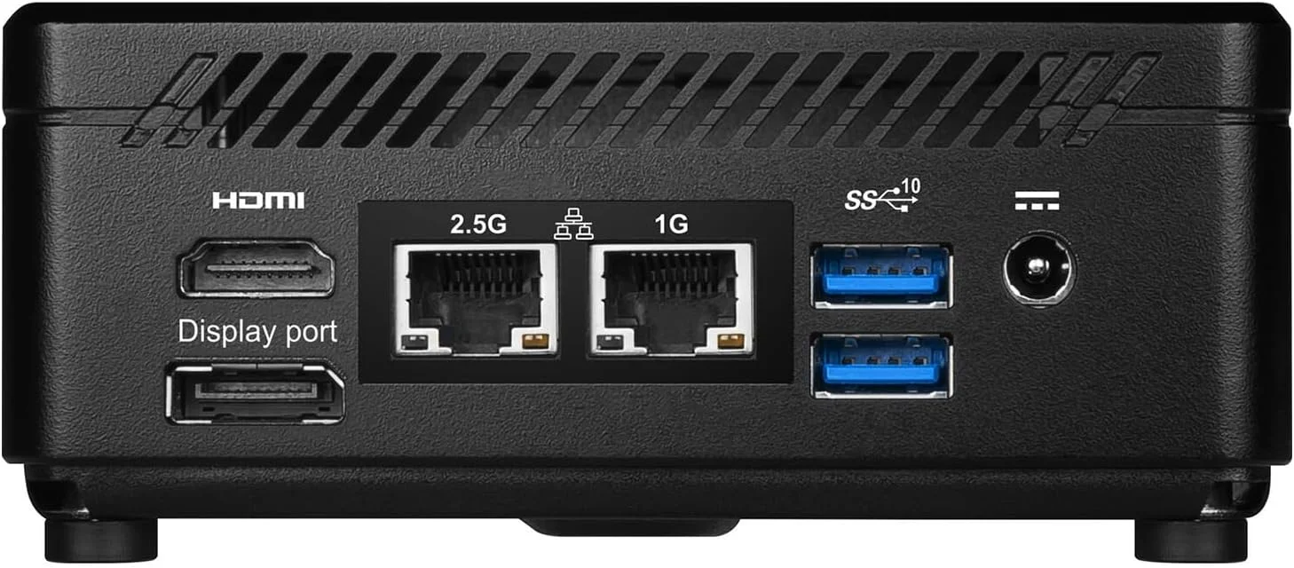 کامپیوتر رومیزی کوچک تجاری MSI Cubi 5، پردازنده Intel Core i3-1215U، رم 16 گیگابایتی، SSD 1 ترابایتی، HDMI، DisplayPort، Wi-Fi 6، Thunderbolt 4، بلوتوث، RJ-45، Windows 11 Pro