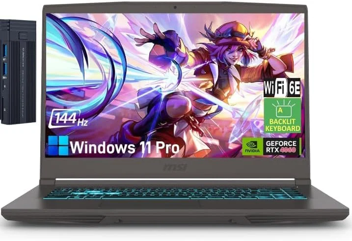 لپ تاپ گیمینگ MSI Thin 15.6 اینچی FHD 144 هرتز، AMD Ryzen 5 7535HS، NVIDIA GeForce RTX 4060، رم 16 گیگابایتی، SSD PCIe 1 ترابایتی، کیبورد با نور پس زمینه، Wi-Fi 6E، بلوتوث 5.3، داک استیشن 256 گیگابایتی 9H، ویندوز 11 پرو، خاکستری