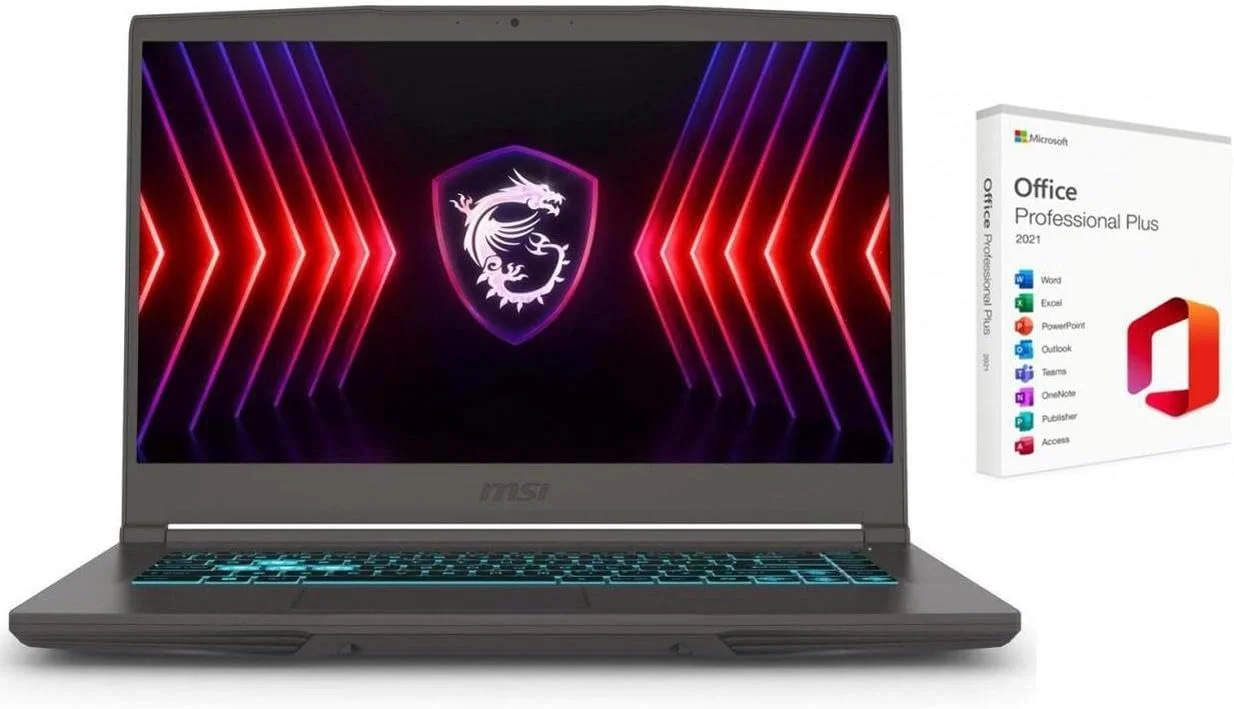لپ تاپ گیمینگ MSI Thin 15.6 اینچی FHD 144Hz | Intel Core i5-13420H (بهتر از i7-12650H) | NVIDIA GeForce RTX 4060 | دارای نور پس زمینه | خاکستری | 32 گیگابایت رم | 2 ترابایت SSD | ویندوز 11 هوم | همراه با Microsoft Office 2021