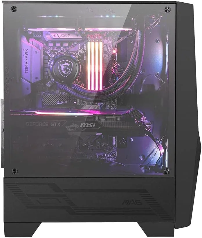 کیس گیمینگ Mid Tower ام اس آی Mag Forge 100R USB 3.2 با فن RGB و شیشه حرارت دیده 4 میلی متری - مشکی