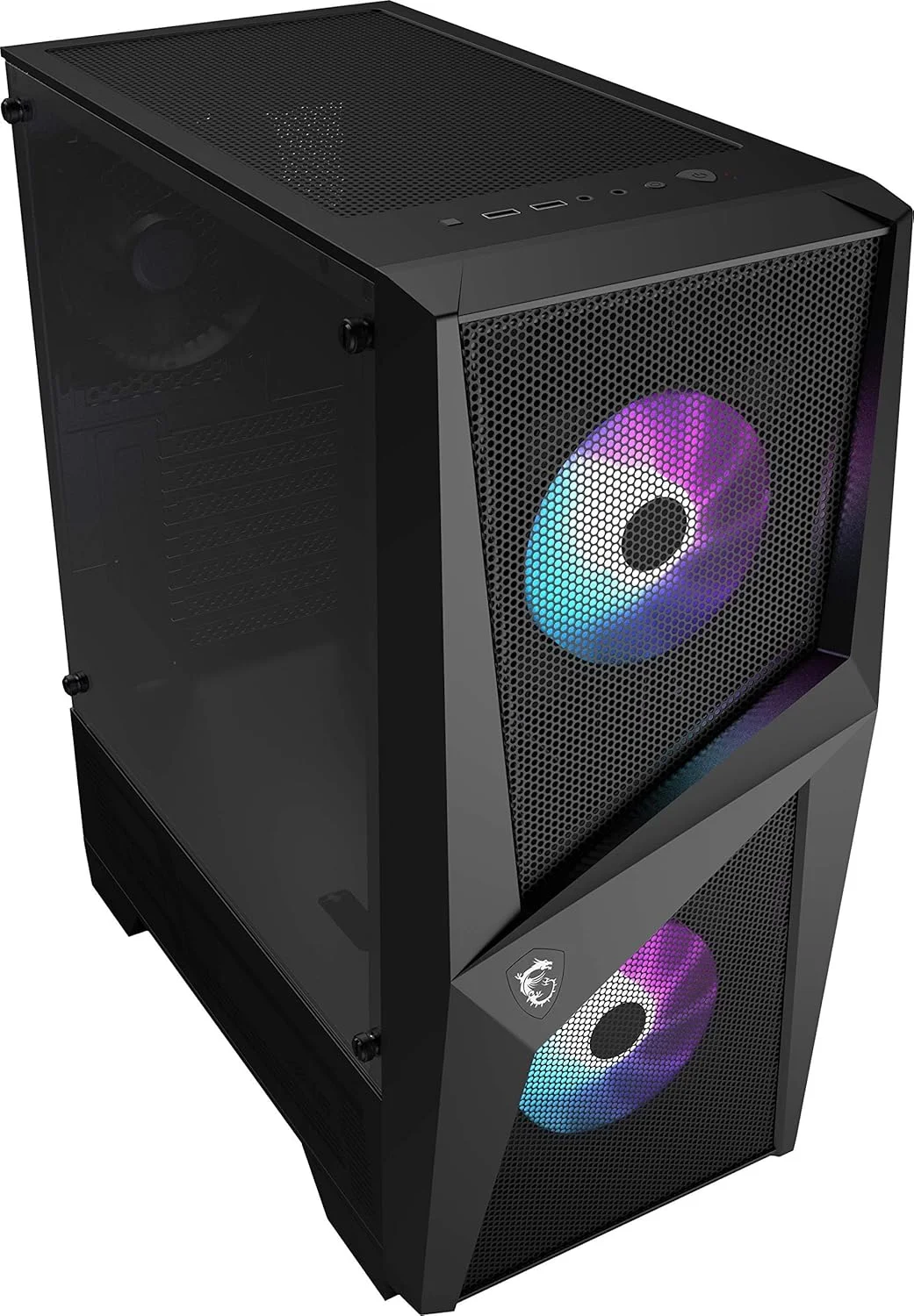 کیس گیمینگ Mid Tower ام اس آی Mag Forge 100R USB 3.2 با فن RGB و شیشه حرارت دیده 4 میلی متری - مشکی