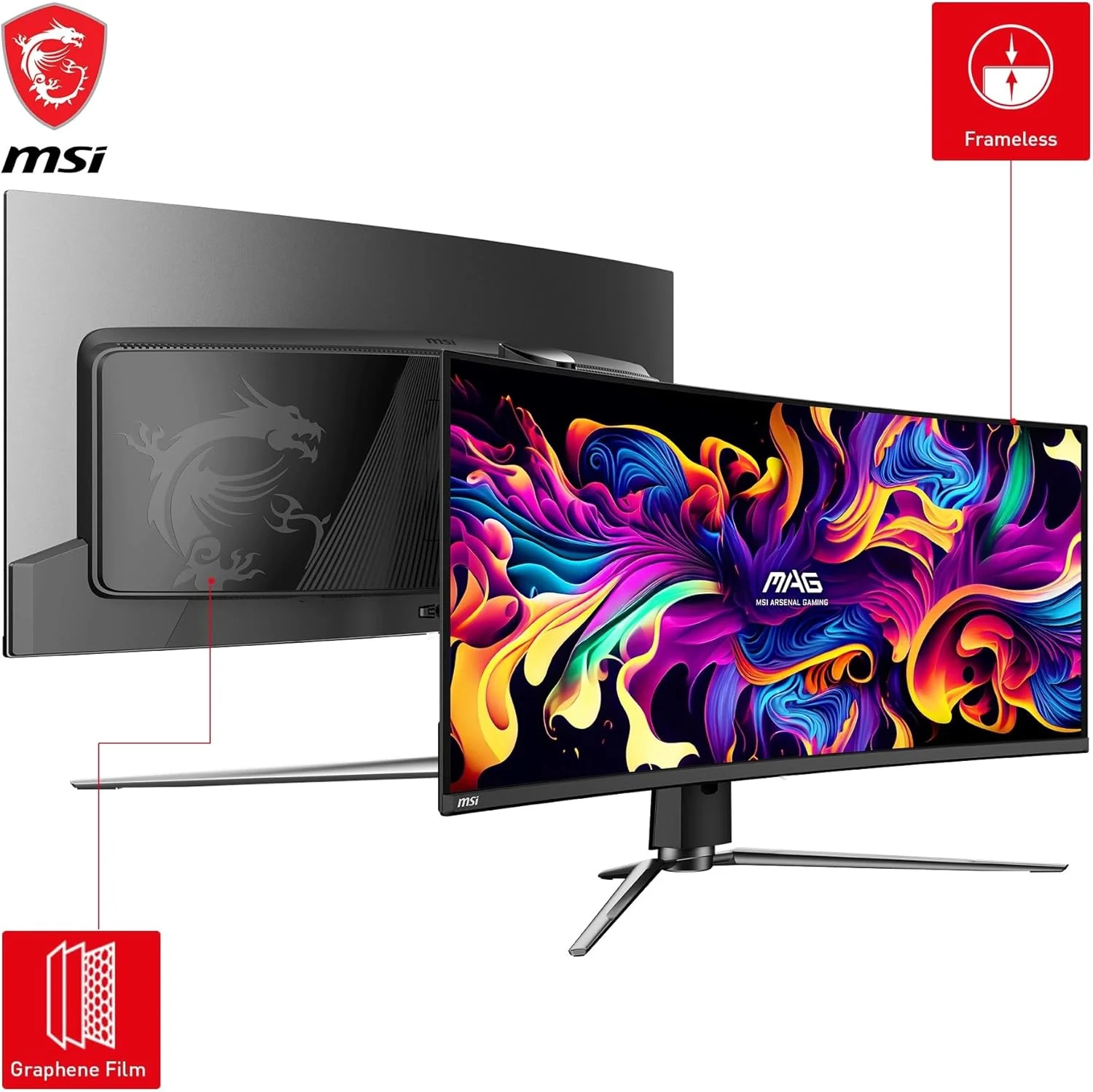 مانیتور گیمینگ خمیده 34 اینچی MSI MAG 341CQP QD-OLED - 1800R، پنل OLED 3440 x 1440، 175 هرتز / 0.03 میلی‌ثانیه، 99% DCI-P3، ΔE≤2، DisplayHDR True Black 400، KVM - DP 1.4a، HDMI 2.1، USB Type C