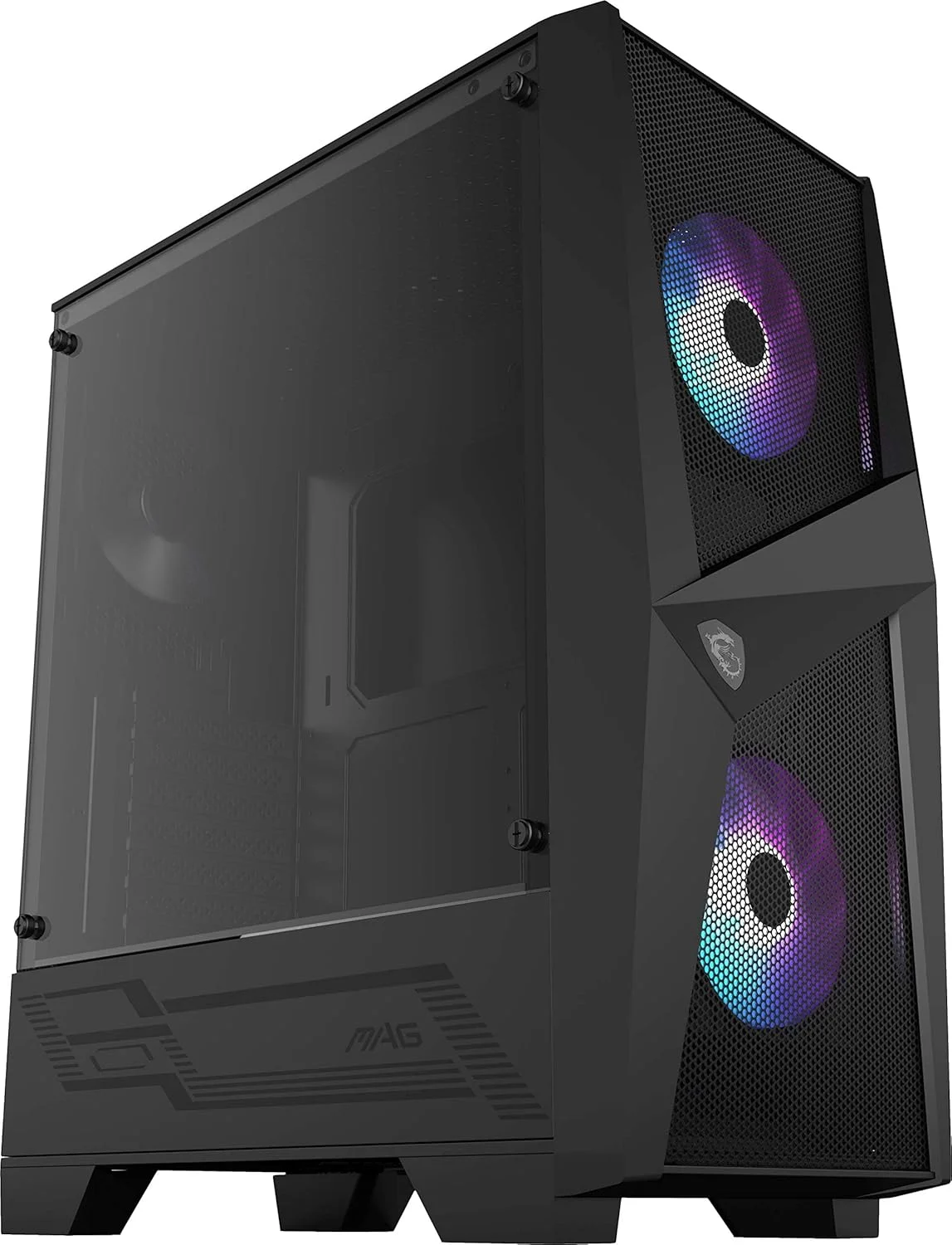 کیس گیمینگ Mid Tower ام اس آی Mag Forge 100R USB 3.2 با فن RGB و شیشه حرارت دیده 4 میلی متری - مشکی