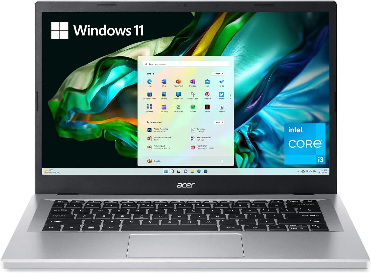 لپ تاپ باریک ایسر Aspire 3 A314-36P-35UU | صفحه نمایش 14 اینچی Full HD IPS | پردازنده Intel Core i3-N305 | گرافیک Intel UHD | 8 گیگابایت LPDDR5 | 128 گیگابایت NVMe SSD | Wi-Fi 6 | ویندوز