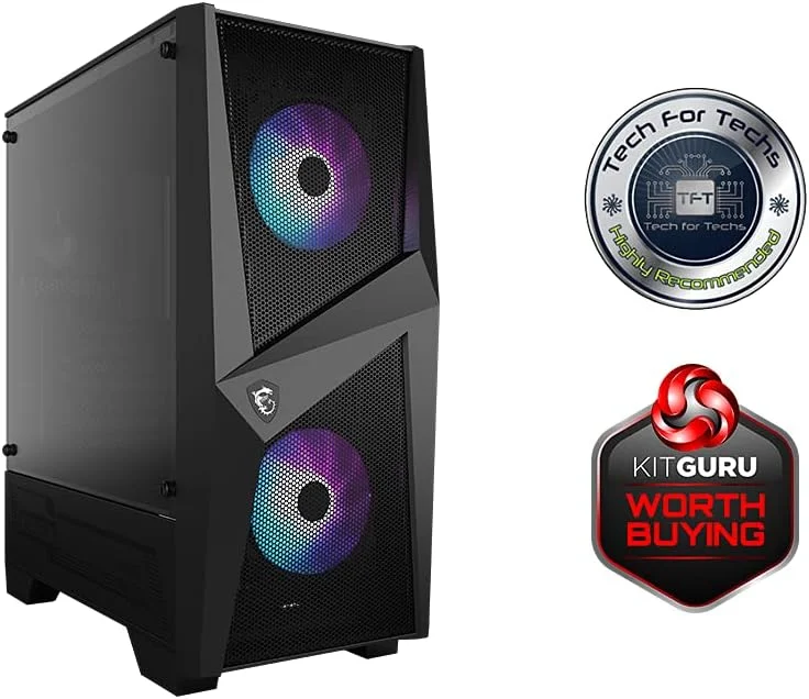 کیس گیمینگ Mid Tower ام اس آی Mag Forge 100R USB 3.2 با فن RGB و شیشه حرارت دیده 4 میلی متری - مشکی