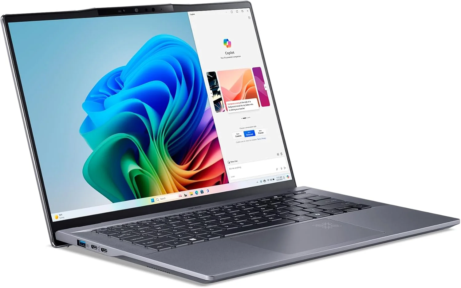 لپ تاپ ایسر Swift Go 14 AI Copilot+ PC | نمایشگر 14.5 اینچی 2.5K با نرخ 120 هرتز | تجربه های هوش مصنوعی را آزاد کنید | پردازنده 8 هسته ای Qualcomm Snapdragon X Plus | رم 16 گیگابایتی | حافظه SSD 1 ترابایتی نسل 4 | Wi-Fi 7 | ویندوز 11 هوم | SFG14-01-X006