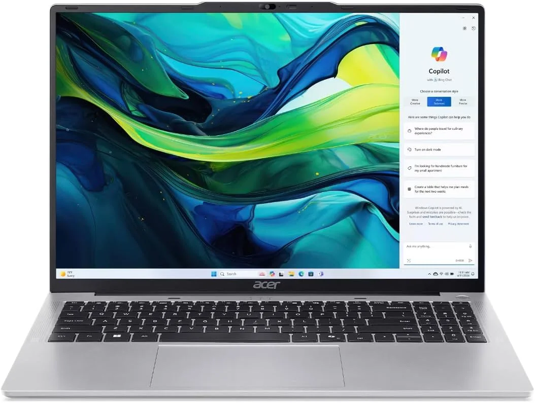 لپ تاپ 16 اینچی Acer Aspire Lite مدل AL16-52P-52JZ | پردازنده نسل سیزدهم Intel Core i5-1334U | رم 16 گیگابایتی DDR5 | حافظه SSD 512 گیگابایتی | گرافیک UHD | صفحه نمایش IPS ComfyView | ویندوز 11 پرو (ارتقا یافته) - نقره ای روشن
