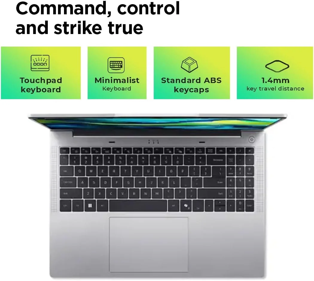 لپ تاپ 16 اینچی Acer Aspire Lite مدل AL16-52P-52JZ | پردازنده نسل سیزدهم Intel Core i5-1334U | رم 16 گیگابایتی DDR5 | حافظه SSD 512 گیگابایتی | گرافیک UHD | صفحه نمایش IPS ComfyView | ویندوز 11 پرو (ارتقا یافته) - نقره ای روشن