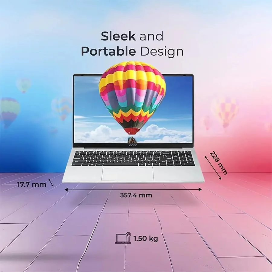 لپ تاپ Acer Aspire 3 با صفحه نمایش 15.6 اینچی FHD IPS ضد تابش نور، پردازنده Celeron® N4500، رم 8 گیگابایتی، SSD 512 گیگابایتی، گرافیک مجتمع Intel UHD، صفحه کلید انگلیسی عربی، ویندوز 11 پرو، نقره ای