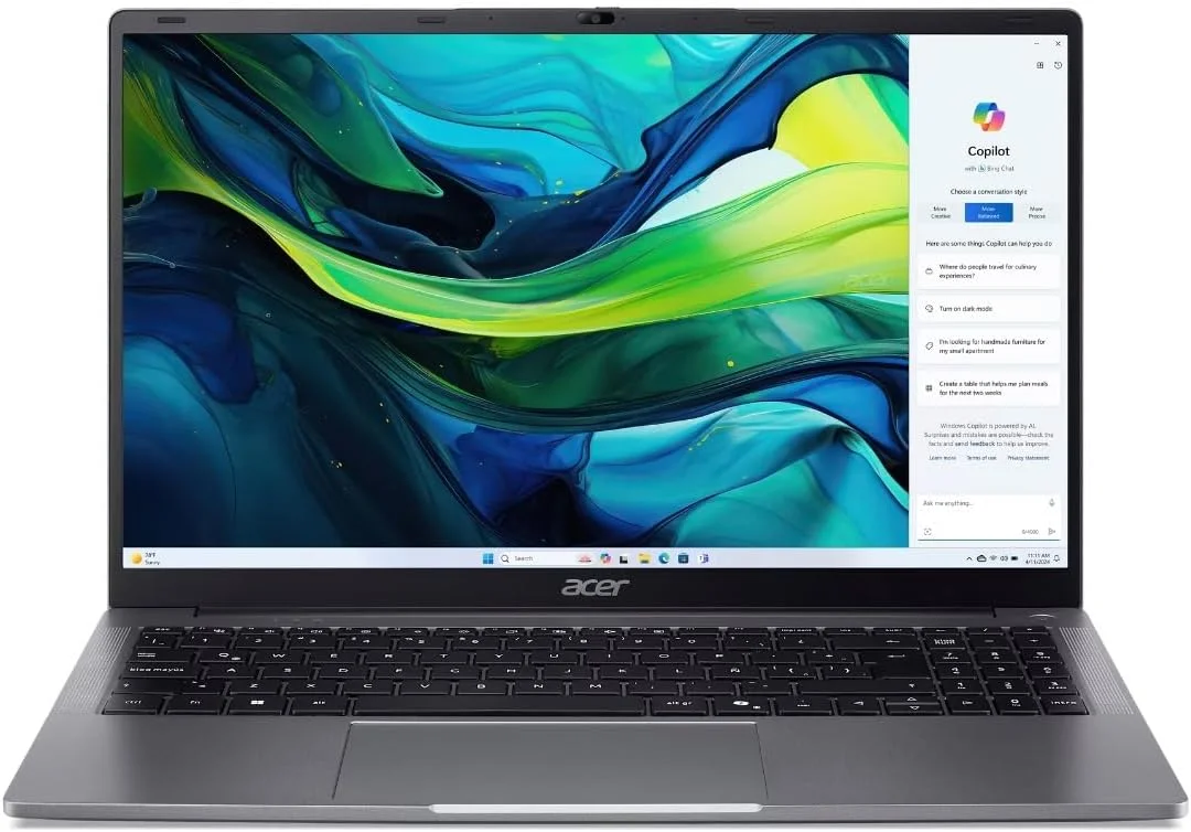 لپ تاپ Acer Aspire Lite 15 (پردازنده Intel Celeron N4500، رم 8 گیگابایتی، SSD 512 گیگابایتی، صفحه نمایش 15.6 اینچی Full HD IPS، گرافیک Intel UHD، ویندوز 11 پرو (ارتقا یافته)، نقره ای، صفحه کلید انگلیسی)