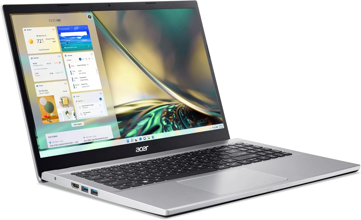 لپ تاپ Acer Aspire 3 A315 با پردازنده نسل دوازدهم Intel Core i5-1235U با 10 هسته تا 4.40 گیگاهرتز / 8 گیگابایت رم DDR4 / 512 گیگابایت حافظه SSD / گرافیک Intel Iris XE / صفحه نمایش 15.6 اینچی FHD IPS ComfyView / ویندوز 11 هوم / نقره ای خالص