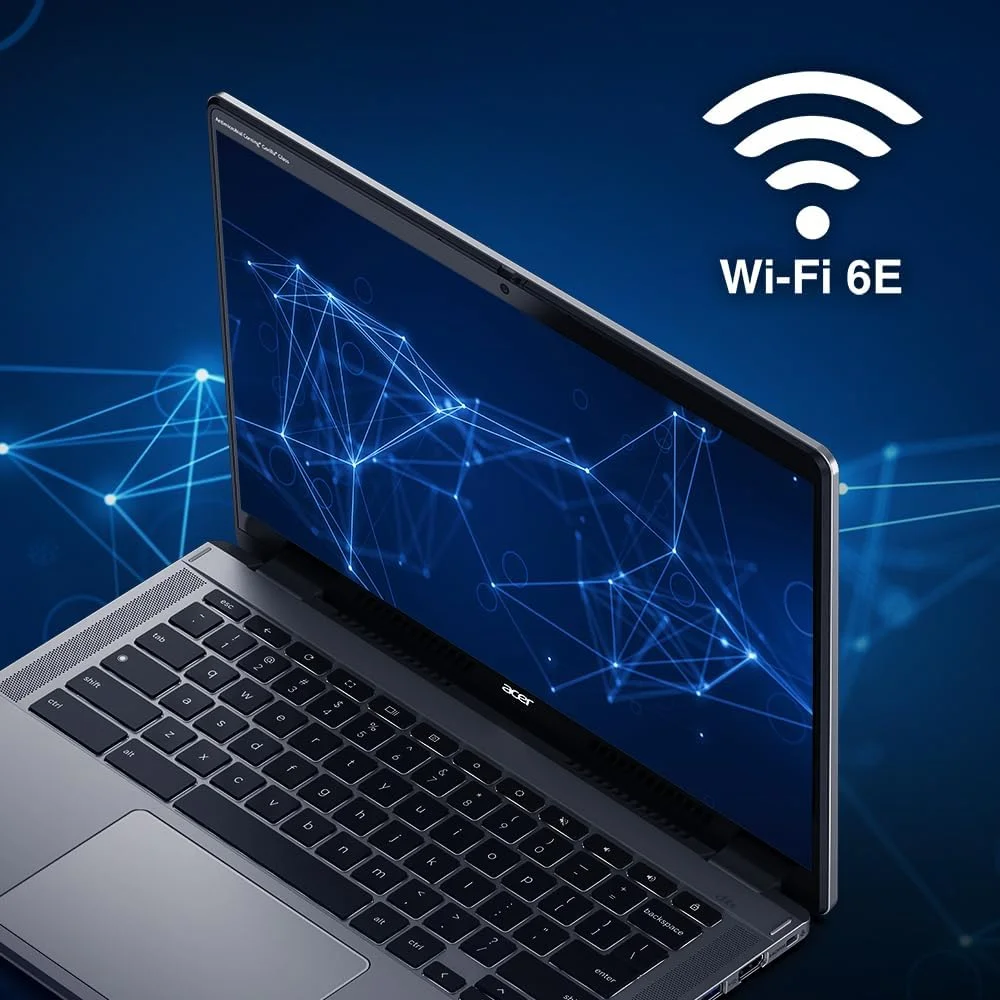 لپ تاپ تبدیل شونده Acer Chromebook Spin 314 CP314-2HN-318R، پردازنده Intel Core i3-N305، صفحه نمایش لمسی 14 اینچی WUXGA IPS Corning Gorilla Glass، رم 8 گیگابایتی LPDDR5، حافظه SSD PCIe 128 گیگابایتی، Wi-Fi 6E، وب کم Full HD، سیستم عامل Chrome