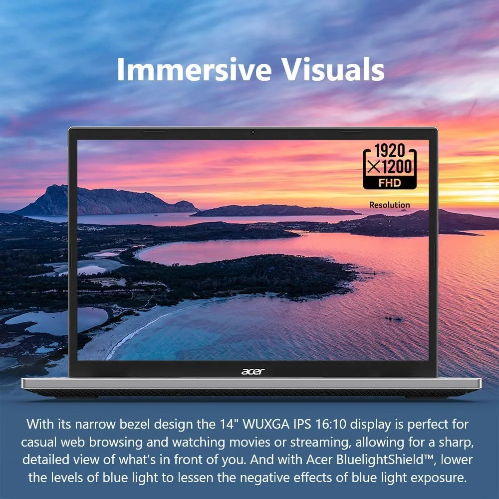 لپ تاپ ایسر Aspire Go 14 با قابلیت هوش مصنوعی | صفحه نمایش 14.0 اینچی WUXGA (1920 x 1200) IPS | پردازنده Intel Core i5-13420H | کارت گرافیک Intel UHD | 16 گیگابایت DDR5 | 512 گیگابایت PCIe Gen4 SSD | Wi-Fi 6 | ویندوز 11 Home | AG14-71P-57L1