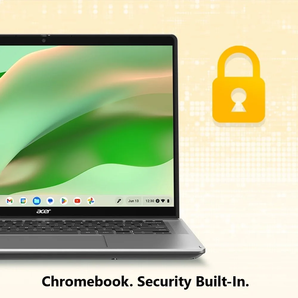 لپ تاپ تبدیل شونده Acer Chromebook Spin 314 CP314-2HN-318R، پردازنده Intel Core i3-N305، صفحه نمایش لمسی 14 اینچی WUXGA IPS Corning Gorilla Glass، رم 8 گیگابایتی LPDDR5، حافظه SSD PCIe 128 گیگابایتی، Wi-Fi 6E، وب کم Full HD، سیستم عامل Chrome
