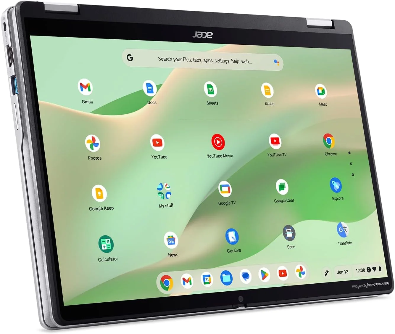 لپ تاپ تبدیل شونده Acer Chromebook Spin 314 CP314-2HN-318R، پردازنده Intel Core i3-N305، صفحه نمایش لمسی 14 اینچی WUXGA IPS Corning Gorilla Glass، رم 8 گیگابایتی LPDDR5، حافظه SSD PCIe 128 گیگابایتی، Wi-Fi 6E، وب کم Full HD، سیستم عامل Chrome