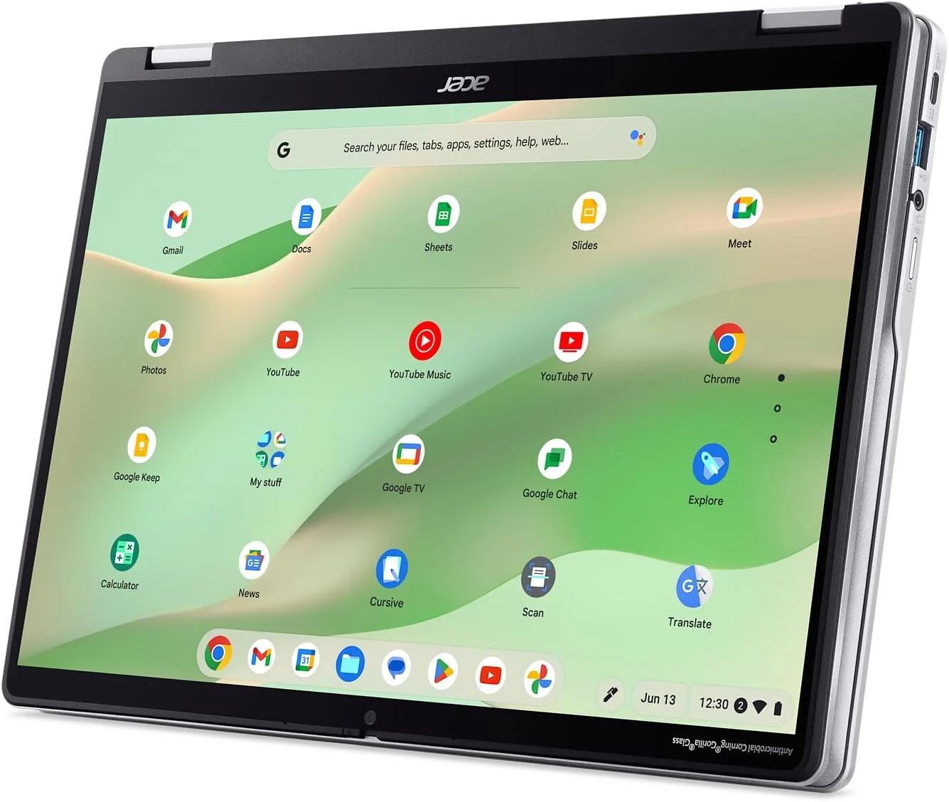 لپ تاپ تبدیل شونده Acer Chromebook Spin 314 CP314-2HN-318R، پردازنده Intel Core i3-N305، صفحه نمایش لمسی 14 اینچی WUXGA IPS Corning Gorilla Glass، رم 8 گیگابایتی LPDDR5، حافظه SSD PCIe 128 گیگابایتی، Wi-Fi 6E، وب کم Full HD، سیستم عامل Chrome