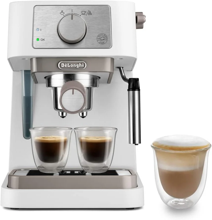 دستگاه اسپرسوساز دستی دلونگی مدل Stilosa EC260.CR، فشار 15 بار، سیستم کاپوچینو ساز، خاموش شدن خودکار، سازگار با پدهای ESE، سینی 2 طبقه، ظرفیت 1 لیتر، کرم