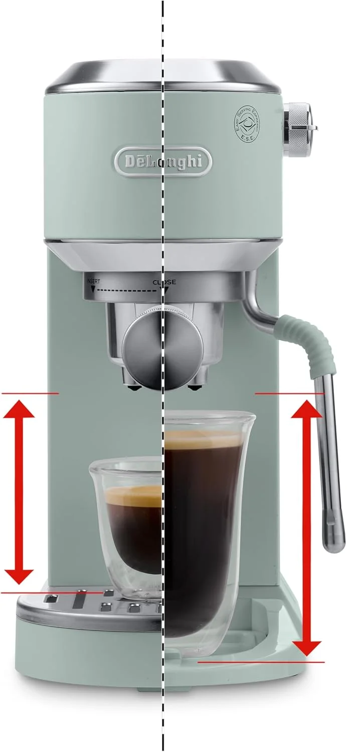 دستگاه اسپرسوساز De'Longhi Dedica Duo EC890.GR، دستگاه قهوه باریستا با پمپ، اسپرسو و دم سرد، دستگاه دستی با میله بخار LatteArt، عرض 15 سانتی متر، 2 اسپرسو، صفحه لمسی، فنجان تا 13 سانتی متر، سبز دستگاه اسپرسوساز De'Longhi Dedica Duo EC890.GR، دستگاه قهوه باریستا با پمپ، اسپرسو و دم سرد، دستگاه دستی با میله بخار LatteArt، عرض 15 سانتی متر، 2 اسپرسو، صفحه لمسی، فنجان تا 13 سانتی متر، سبز