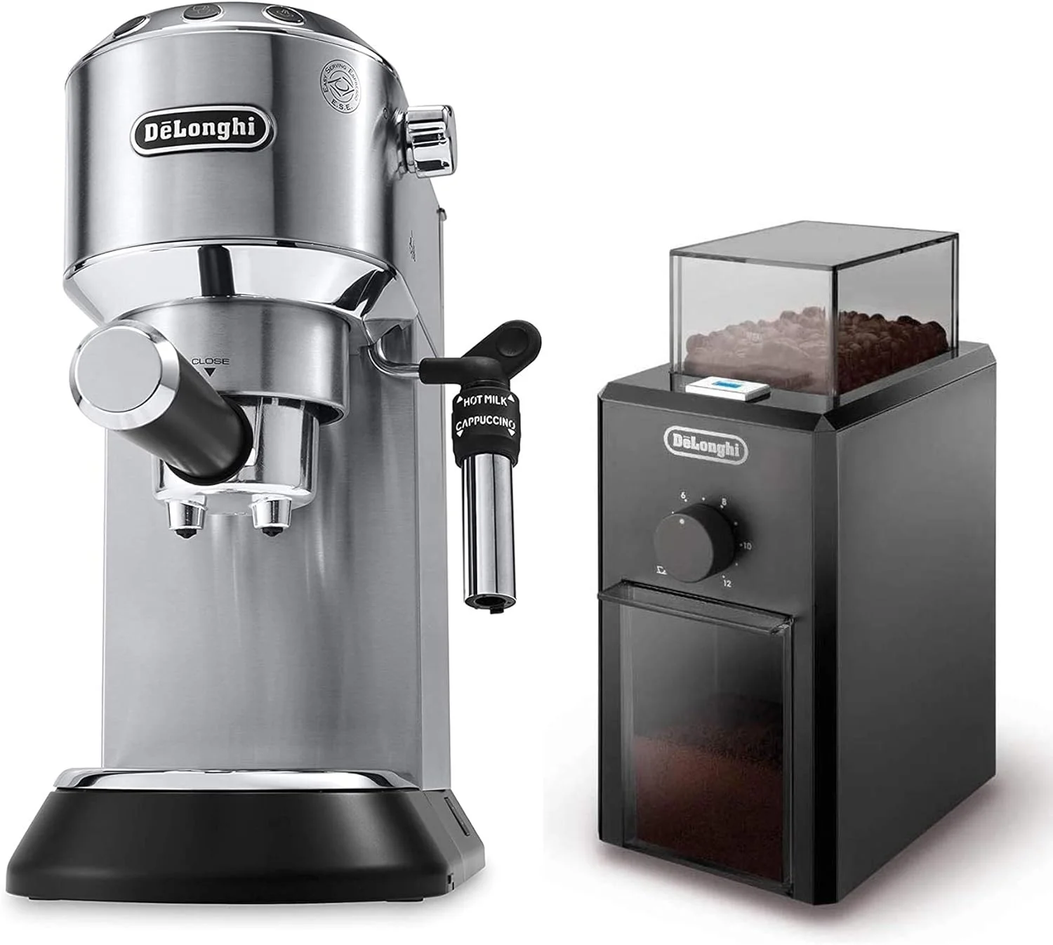 دستگاه اسپرسوساز پمپی De'Longhi EC685 Dedica Style به همراه آسیاب (M، نقره ای)