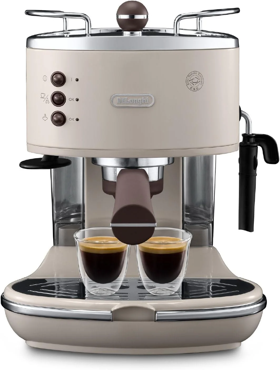 دستگاه اسپرسوساز پمپی باریستا سنتی De'Longhi Vintage Icona، قهوه و کاپوچینو ساز، ECOV311BG، 1.4 لیتر، کرم دستگاه اسپرسوساز پمپی باریستا سنتی De'Longhi Vintage Icona، قهوه و کاپوچینو ساز، ECOV311BG، 1.4 لیتر، کرم