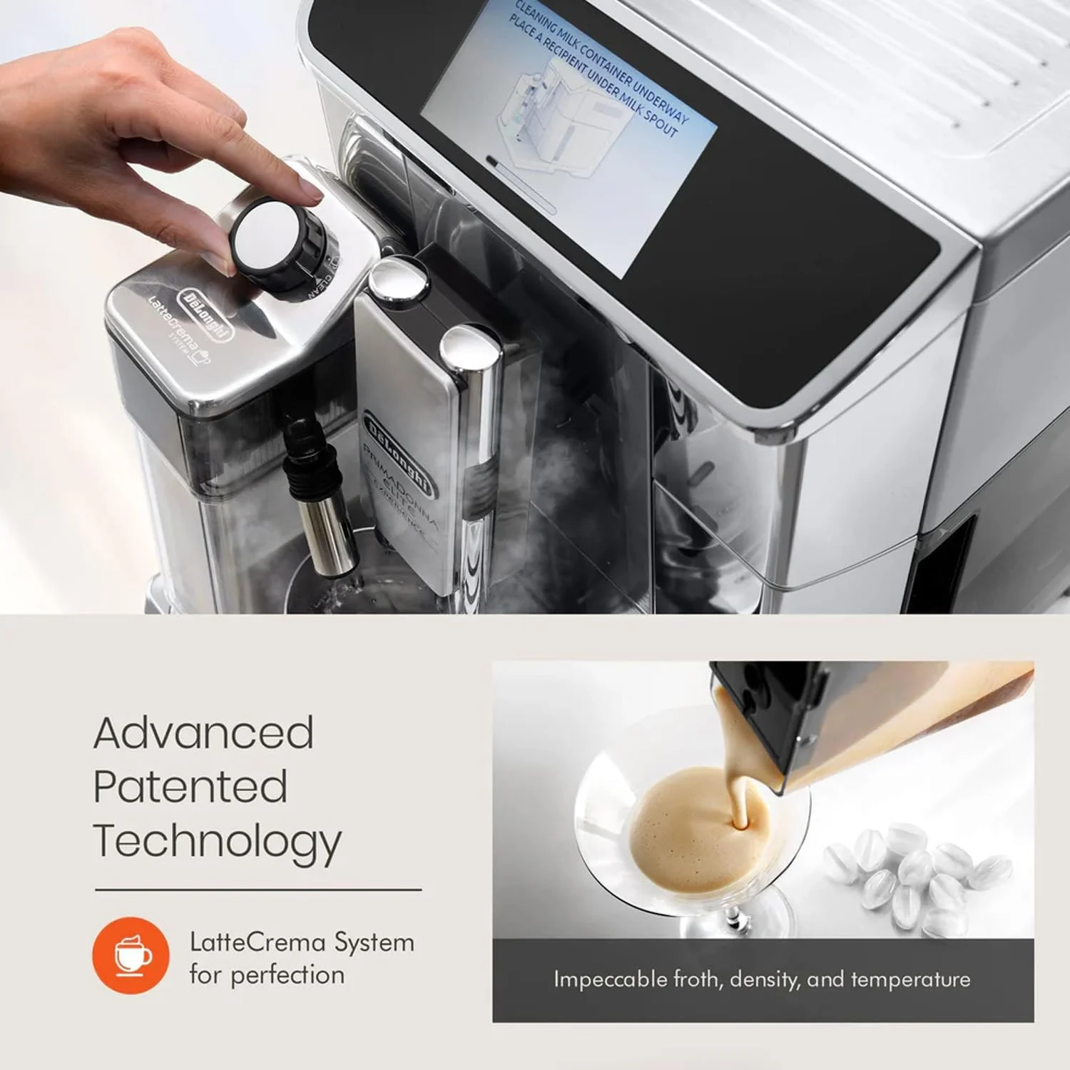 دستگاه قهوه ساز تمام اتوماتیک DE'LONGHI PRIMADONNA Elite، 18+ عملکرد، دستگاه اسپرسو ساز دانه به فنجان برای آمریکانو، کاپوچینو، لاته، ماکیاتو و غیره، کنترل لمسی، آسیاب دقیق، ECAM650.85.MS دستگاه قهوه ساز تمام اتوماتیک DE'LONGHI PRIMADONNA Elite، 18+ عملکرد، دستگاه اسپرسو ساز دانه به فنجان برای آمریکانو، کاپوچینو، لاته، ماکیاتو و غیره، کنترل لمسی، آسیاب دقیق، ECAM650.85.MS