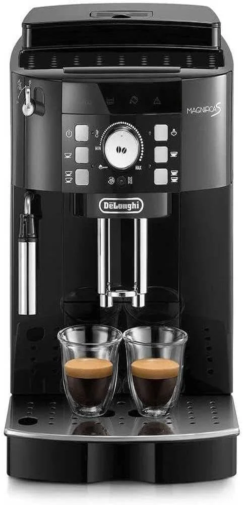 دستگاه قهوه ساز تمام اتوماتیک دانه به فنجان دلونگی مدل MAGNIFICA S با فوم ساز شیر، آسیاب داخلی، قابلیت تهیه آمریکانو، کاپوچینو، لاته، ماکیاتو و اسپرسو ECAM21.117.B مشکی