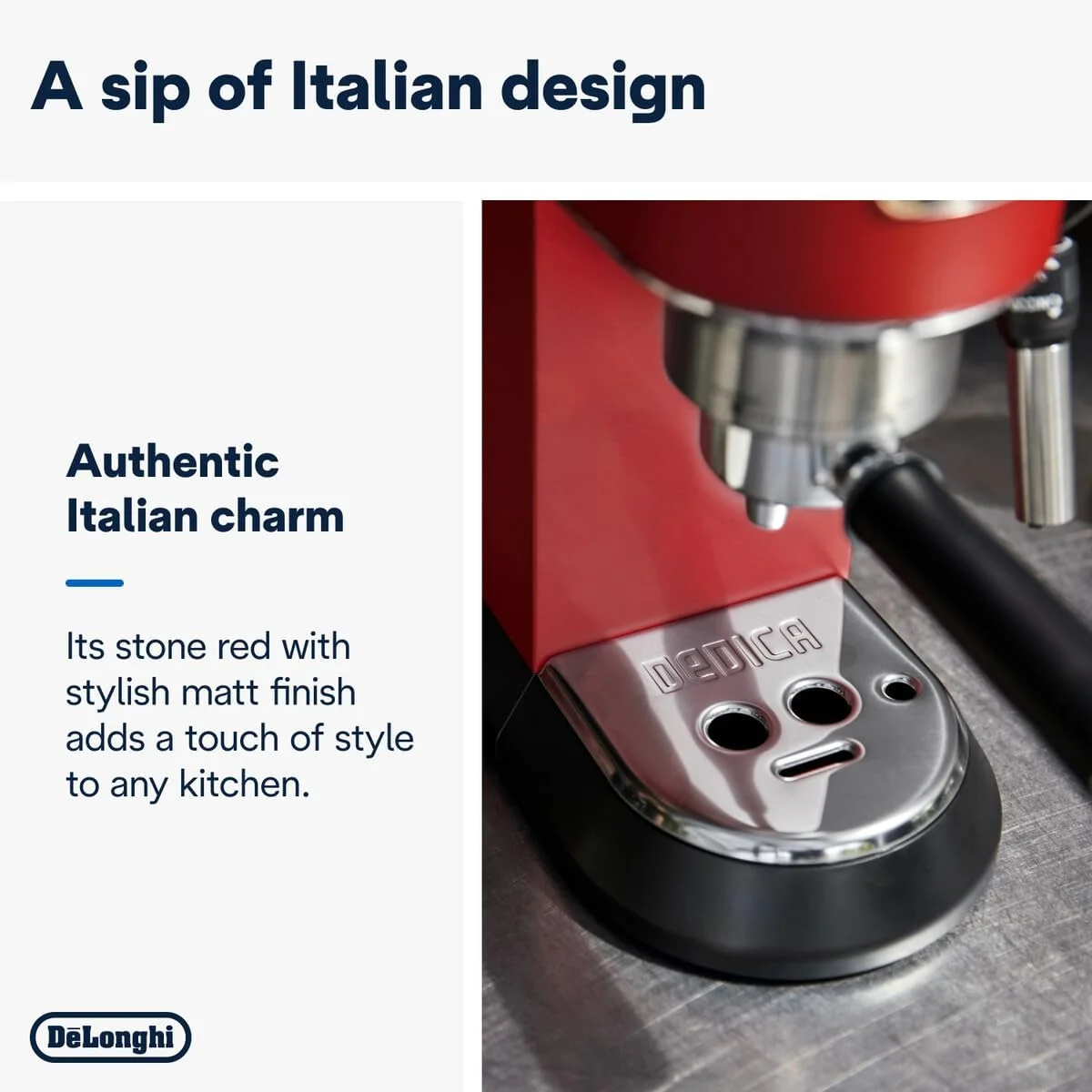 دستگاه اسپرسوساز دستی پمپی De'Longhi Dedica به همراه آسیاب قهوه برقی رایگان | کاپوچینو، لاته، کف شیر ساز | تیغه آسیاب استیل با 12 تنظیمات | EC685.R+KG79 (قرمز)