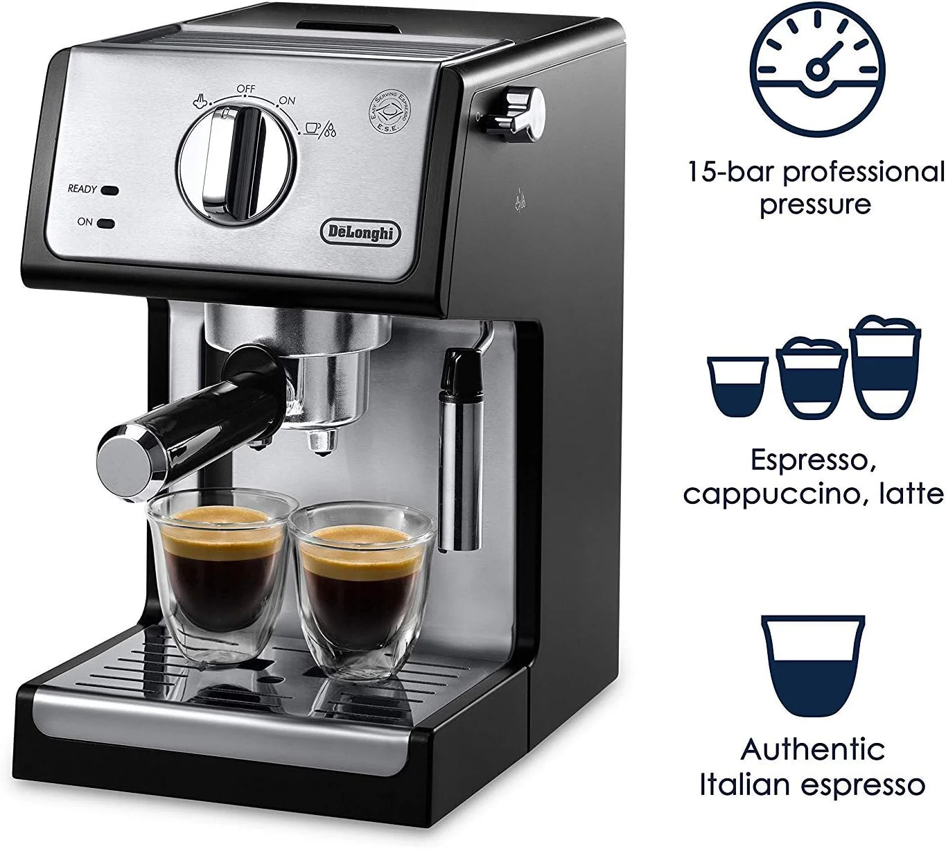 دستگاه اسپرسو و کاپوچینو ساز پمپ بار De'Longhi ECP33.21 با استیمر شیر (مشکی) دستگاه اسپرسو و کاپوچینو ساز پمپ بار De'Longhi ECP33.21 با استیمر شیر (مشکی)