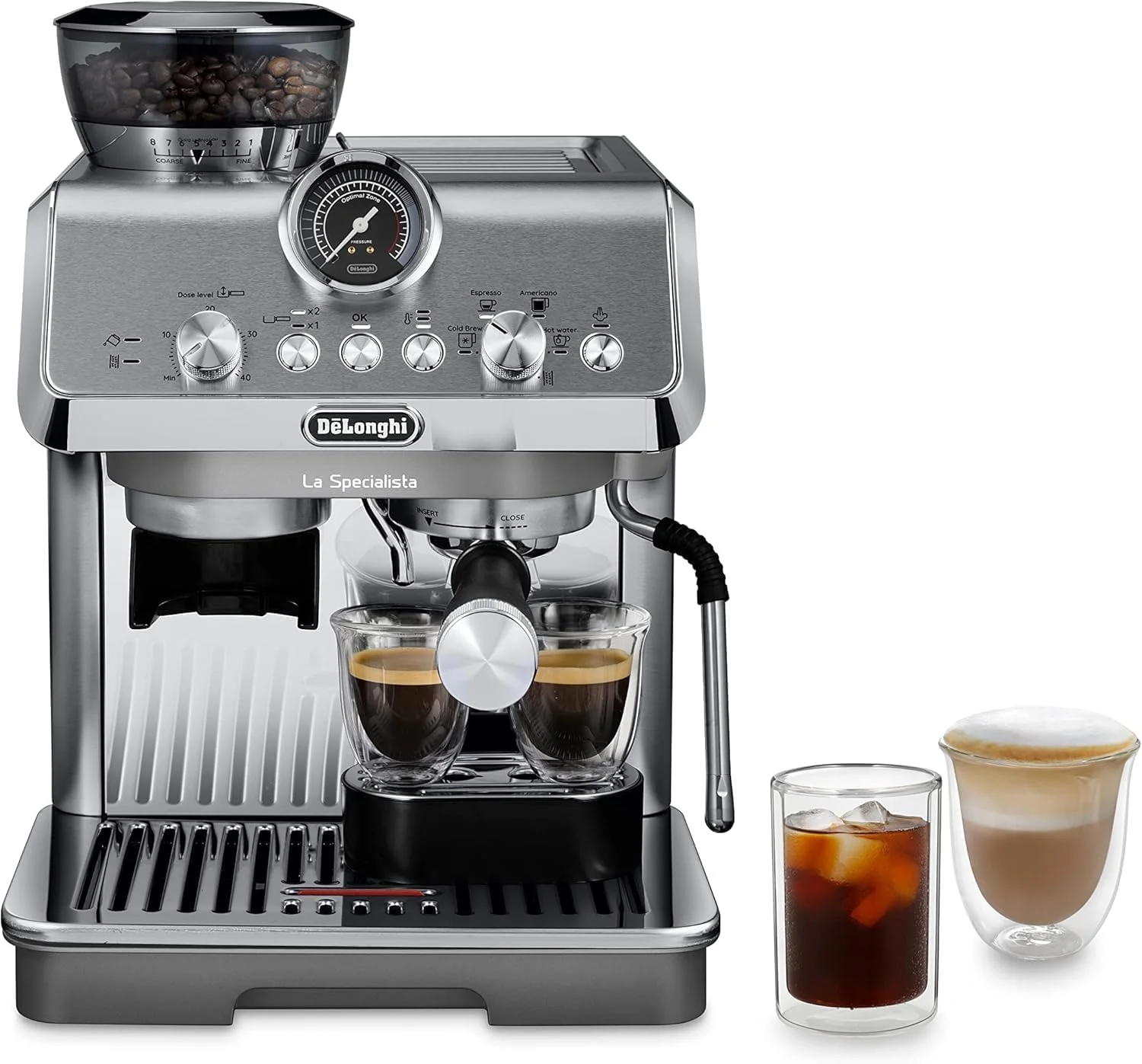 دستگاه اسپرسوساز دستی دلونگی La Specialista Arte Evo EC9255.M، دستگاه قهوه ساز کلد برو، فناوری استخراج سرد، دستگاه قهوه ساز جمع و جور، همراه با کیت ابزار باریستا، کف شیر سنتی، فلزی