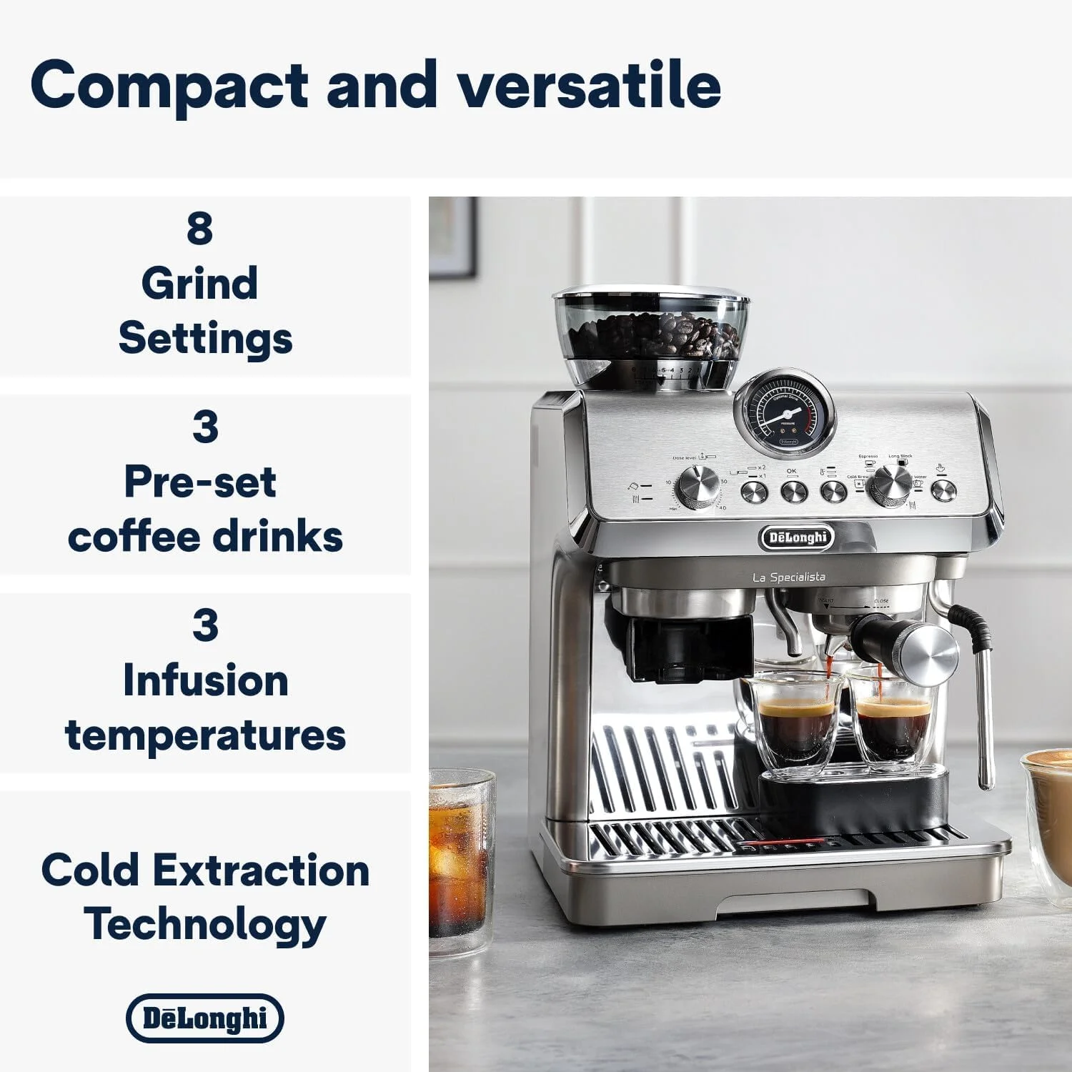 دستگاه قهوه ساز دستی De'Longhi La Specialista Arte Evo EC9255.M، دستگاه قهوه ساز دم سرد، فناوری استخراج سرد، دستگاه قهوه ساز جمع و جور، با کیت ابزار باریستا، کف شیر سنتی، فلزی دستگاه قهوه ساز دستی De'Longhi La Specialista Arte Evo EC9255.M، دستگاه قهوه ساز دم سرد، فناوری استخراج سرد، دستگاه قهوه ساز جمع و جور، با کیت ابزار باریستا، کف شیر سنتی، فلزی