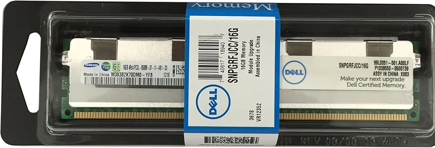 ارتقاء رم سرور Dell 16GB (1x16GB) برای Dell PowerEdge R510 DDR3 1066Mhz PC3-8500 ECC Registered 4Rx4 CL7 1.35v SNPGRFJCC/16G