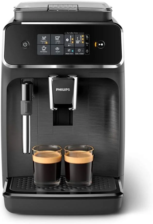 Philips Series 2200 Fully Automatic Espresso Machine - 1500W, 1.8L Water Capacity, Classic Milk Frother, Touch Screen Display, 2 Beverages - EP2220/10