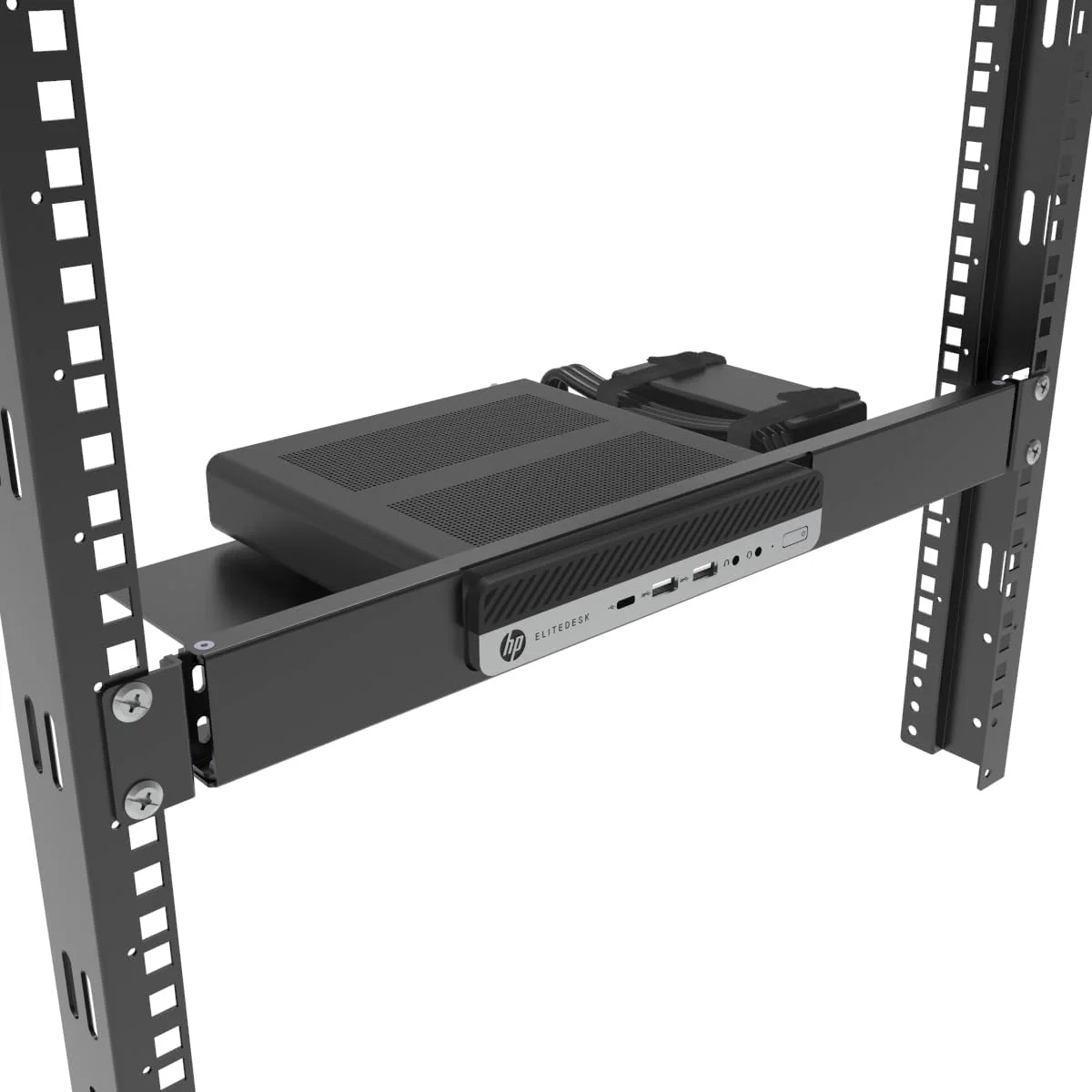 نگهدارنده رک مینی JINGCHENGMEI برای مینی کامپیوتر HP ProDesk و کامپیوتر رومیزی تجاری HP EliteDesk Mini - قفسه رک سرور لولایی 1U برای کابینت یا رک 19 اینچی