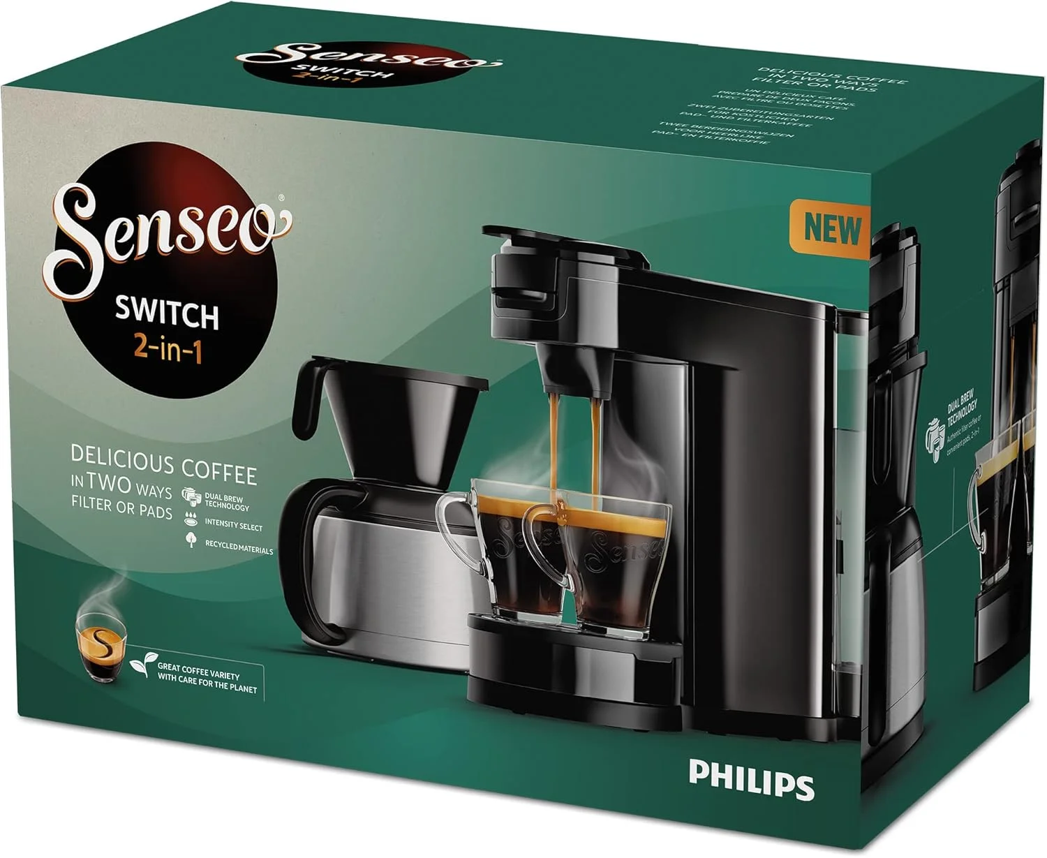 قهوه ساز Versuni PHILIPS HD6592/64، مشکی، نقره ای، 1 لیتر