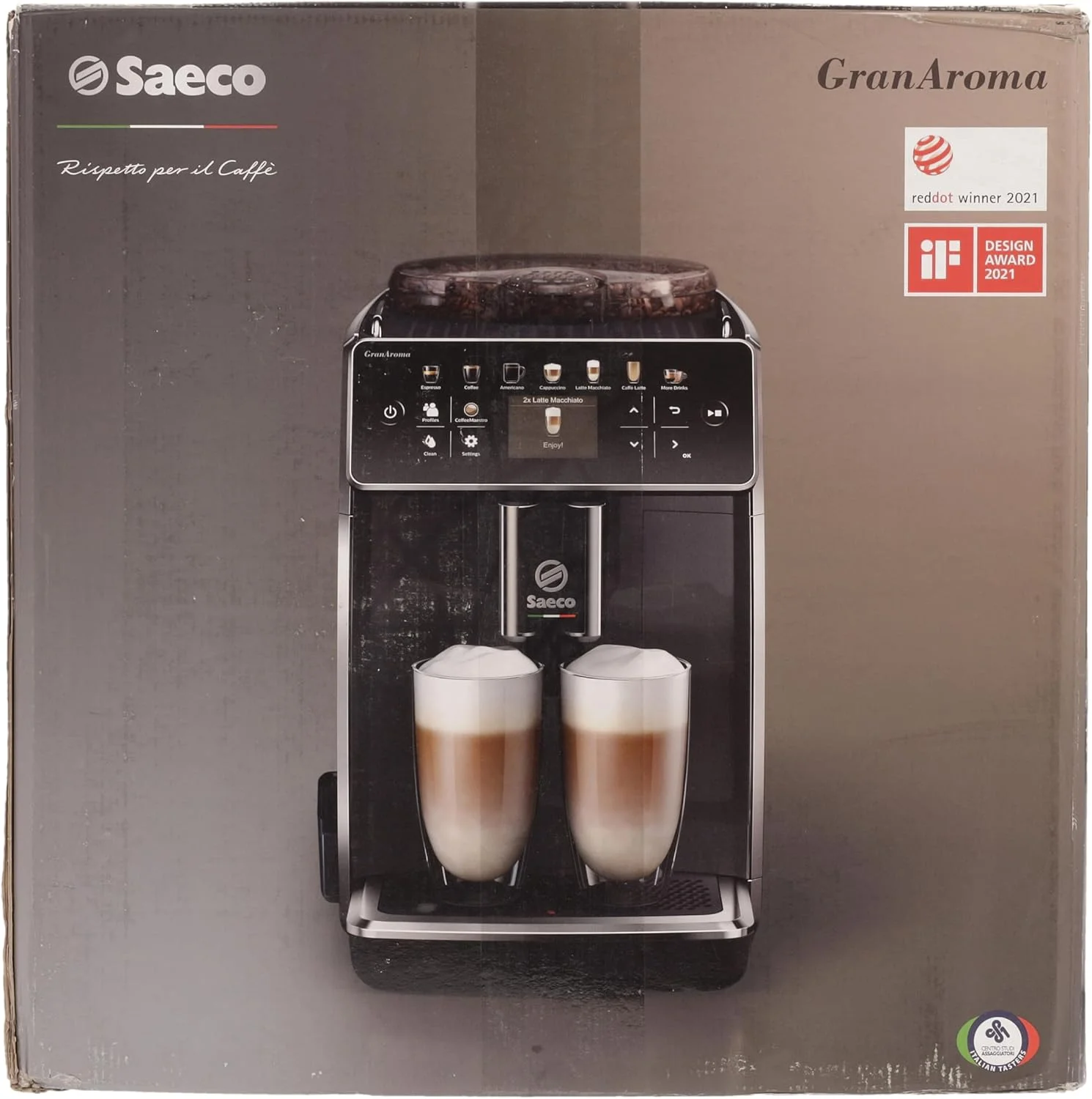 دستگاه قهوه ساز تمام اتوماتیک Saeco GranAroma SM6580/10 (14 نوع قهوه تخصصی، 4 پروفایل کاربری، صفحه نمایش رنگی TFT) خاکستری
