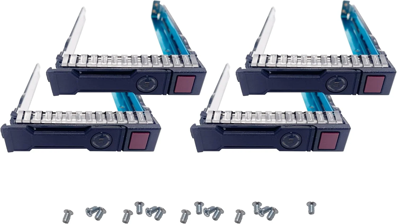 بسته 4 عددی سینی هارد درایو 2.5 اینچی SFF SAS SATA سازگار با سرورهای HP Proliant Gen8 Gen9 مدل های DL360p DL360e DL380p DL380e DL385p DL320e DL160 DL560 ML350p SL270 SL230 BL460c به همراه پیچ