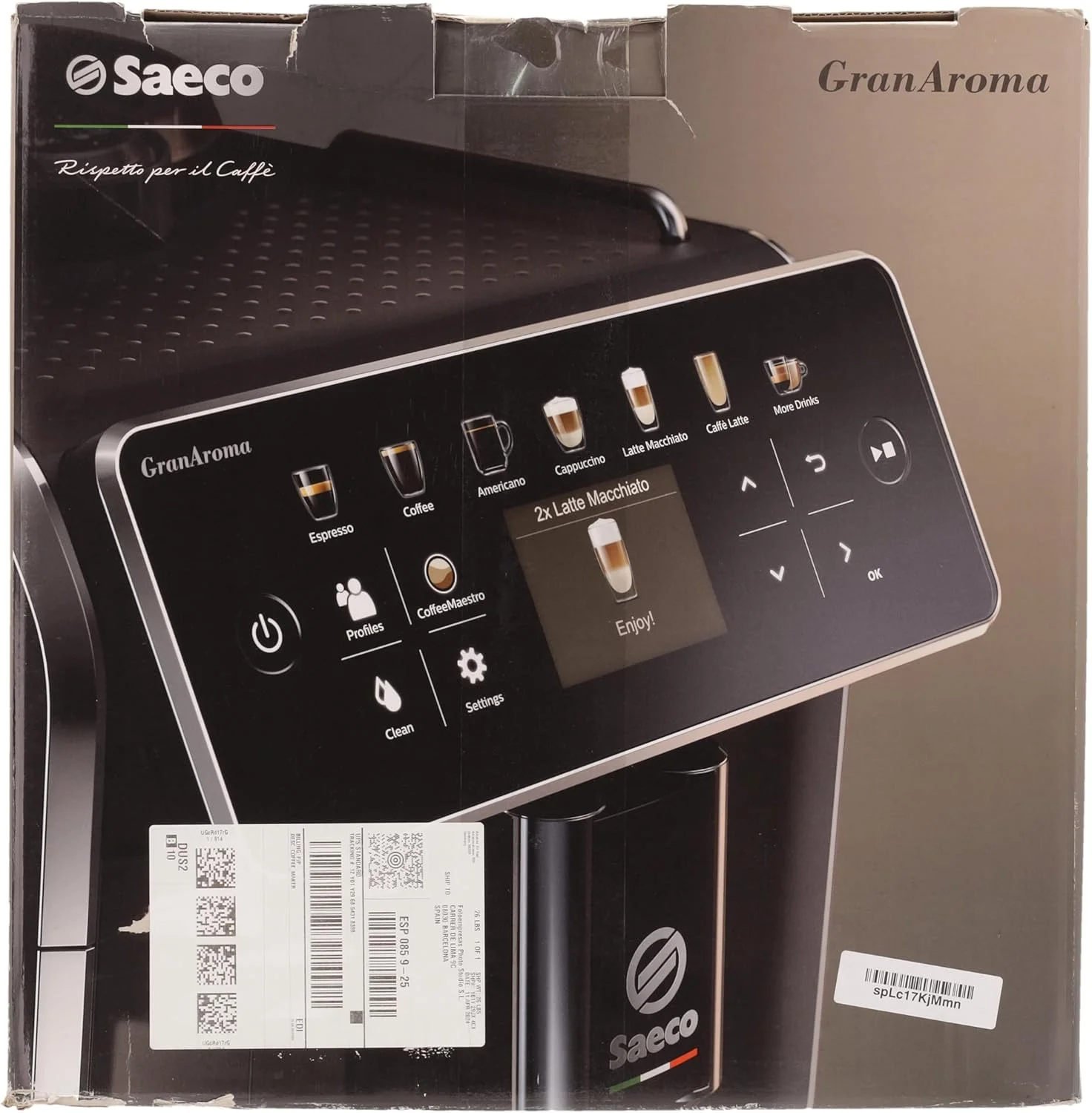 دستگاه قهوه ساز تمام اتوماتیک Saeco GranAroma SM6580/10 (14 نوع قهوه تخصصی، 4 پروفایل کاربری، صفحه نمایش رنگی TFT) خاکستری