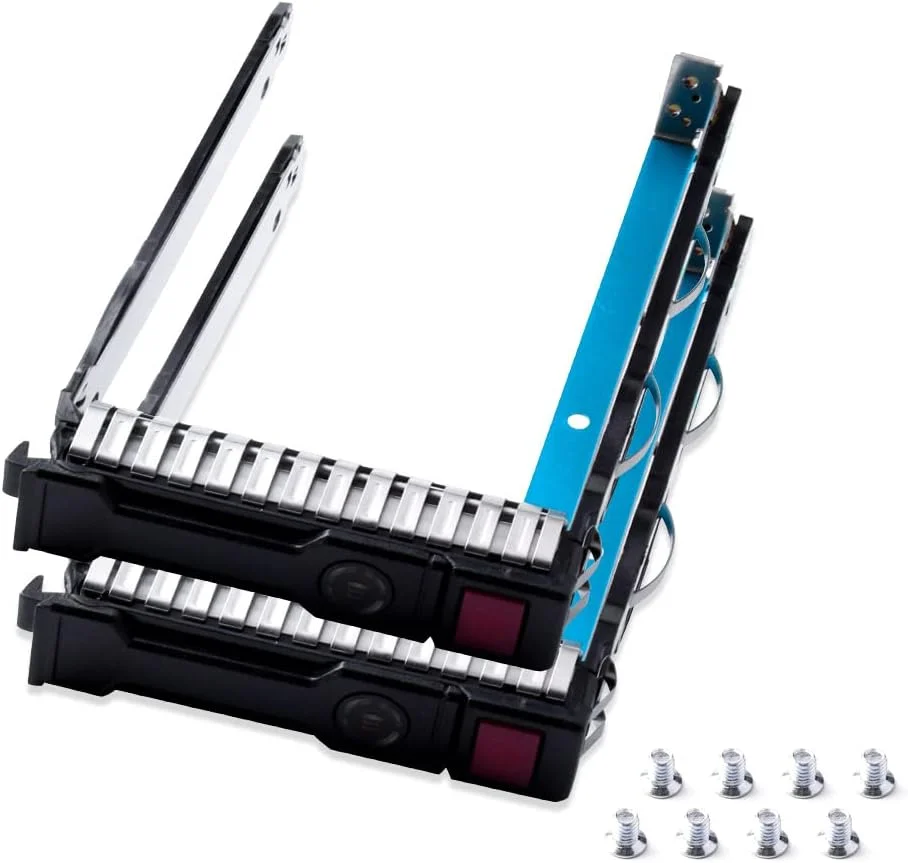 بسته 2 عددی سینی هارد درایو 2.5 اینچی HY HUYUN مدل 651687-001 651699-001 سازگار با سرورهای HP G8 G9 DL120 DL160 DL180 DL360 DL380 DL320e DL360p DL380p DL388 DL560 DL385 به همراه چیپ و پیچ