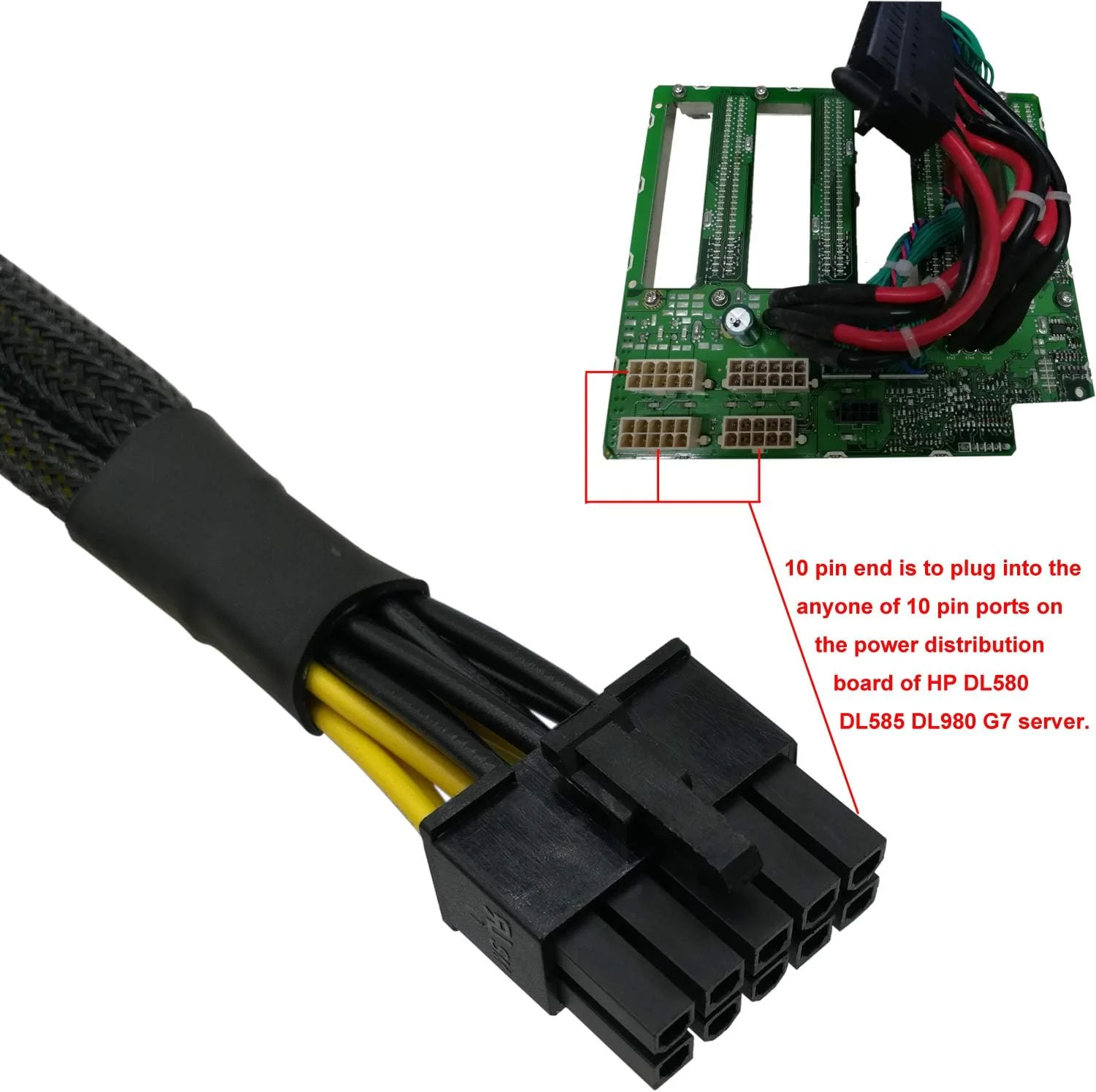 کابل آداپتور برق 10 پین به دوگانه PCI-E 8 پین (6+2) COMeap برای سرور HP DL580 DL585 DL980 G7، طول 25 اینچ (63.5 سانتی متر)