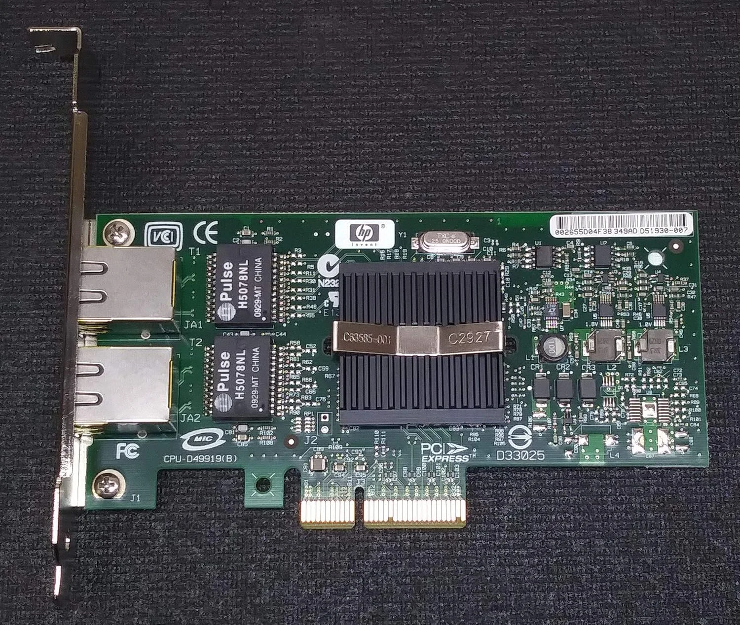 کارت شبکه دو پورت گیگابیتی اترنت HP 412651-001 NC360T - دارای دو پورت RJ45 10/100/1000Mb خارجی - نیازمند یک اسلات PCIe x4 با ارتفاع کم (یا ارتفاع کامل)