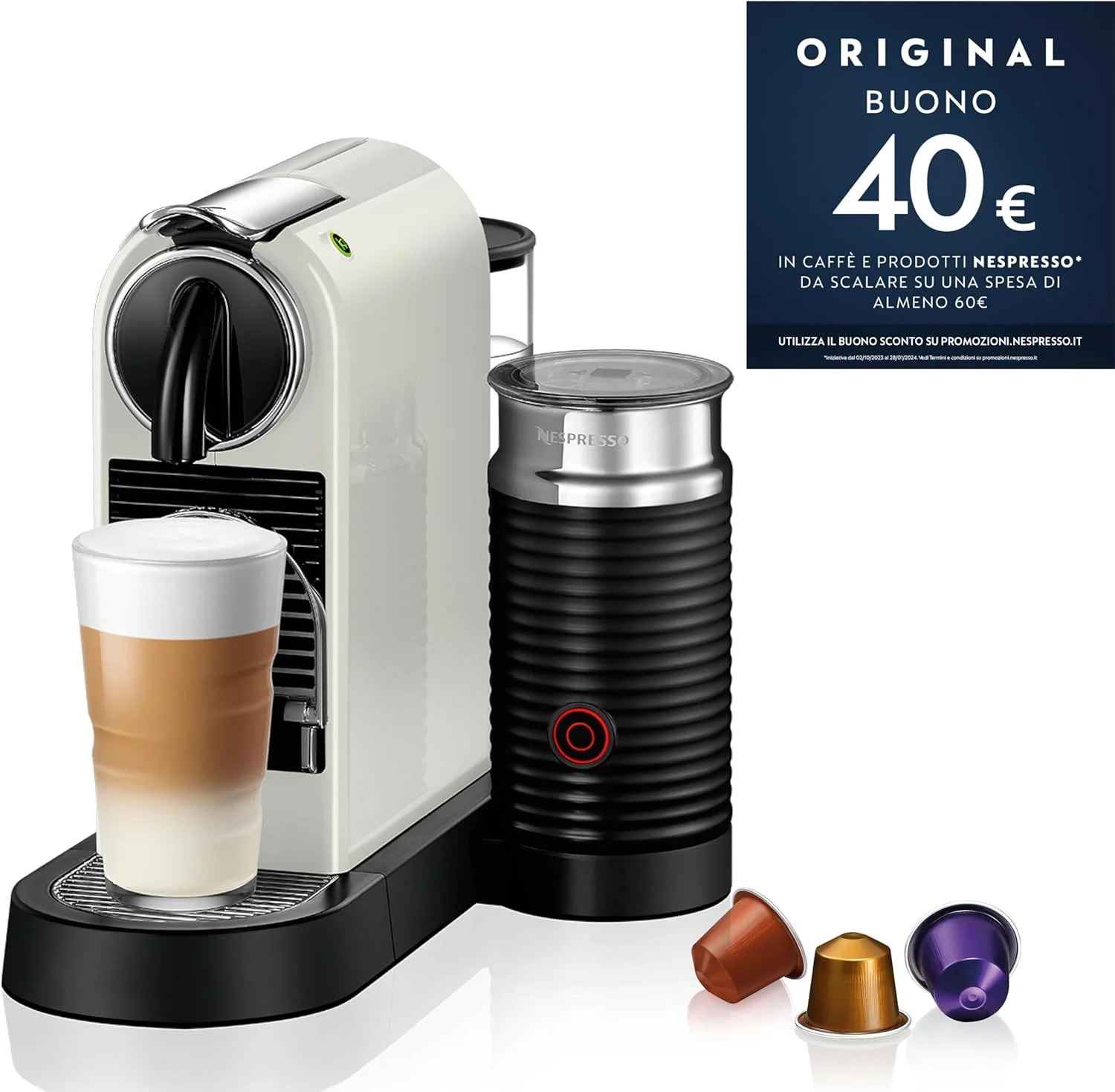 دستگاه قهوه ساز نسپرسو De'Longhi Citiz به همراه فوم شیر - EN267 سفید