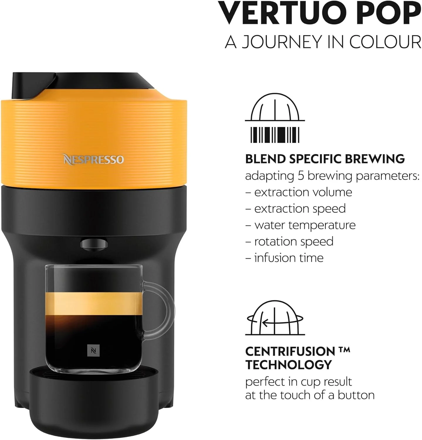 دستگاه قهوه ساز نسپرسو Vertuo Pop توسط De'Longhi، بیش از 30 نوع کپسول، ردپای جمع و جور، آمریکانو، مجموعه کپسول استارتر شامل، ENV90.Y، زرد دستگاه قهوه ساز نسپرسو Vertuo Pop توسط De'Longhi، بیش از 30 نوع کپسول، ردپای جمع و جور، آمریکانو، مجموعه کپسول استارتر شامل، ENV90.Y، زرد
