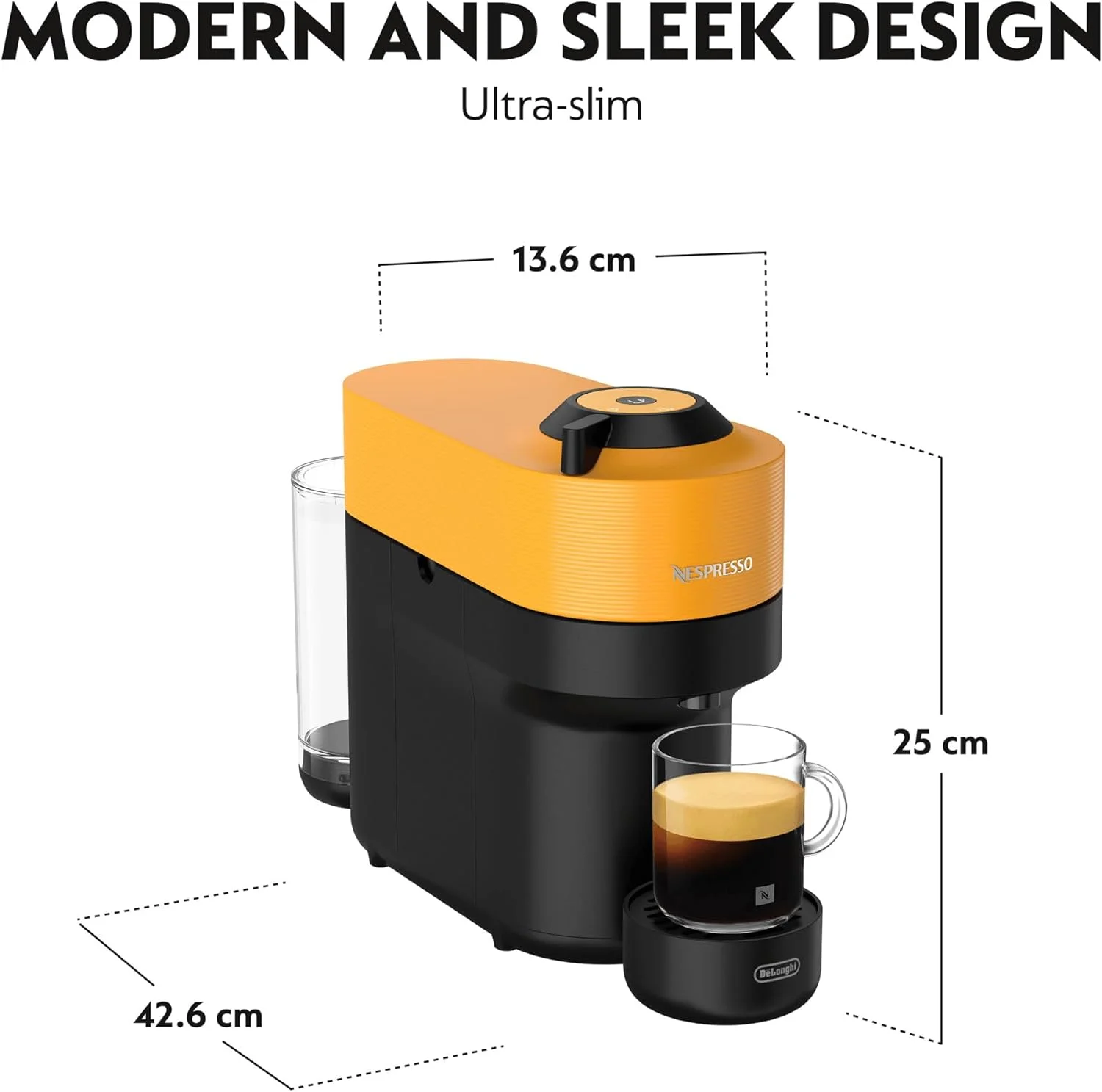 دستگاه قهوه ساز نسپرسو Vertuo Pop توسط De'Longhi، بیش از 30 نوع کپسول، ردپای جمع و جور، آمریکانو، مجموعه کپسول استارتر شامل، ENV90.Y، زرد دستگاه قهوه ساز نسپرسو Vertuo Pop توسط De'Longhi، بیش از 30 نوع کپسول، ردپای جمع و جور، آمریکانو، مجموعه کپسول استارتر شامل، ENV90.Y، زرد
