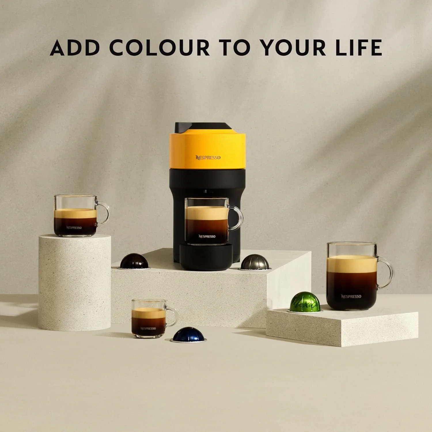دستگاه قهوه ساز نسپرسو Vertuo Pop توسط De'Longhi، بیش از 30 نوع کپسول، ردپای جمع و جور، آمریکانو، مجموعه کپسول استارتر شامل، ENV90.Y، زرد دستگاه قهوه ساز نسپرسو Vertuo Pop توسط De'Longhi، بیش از 30 نوع کپسول، ردپای جمع و جور، آمریکانو، مجموعه کپسول استارتر شامل، ENV90.Y، زرد